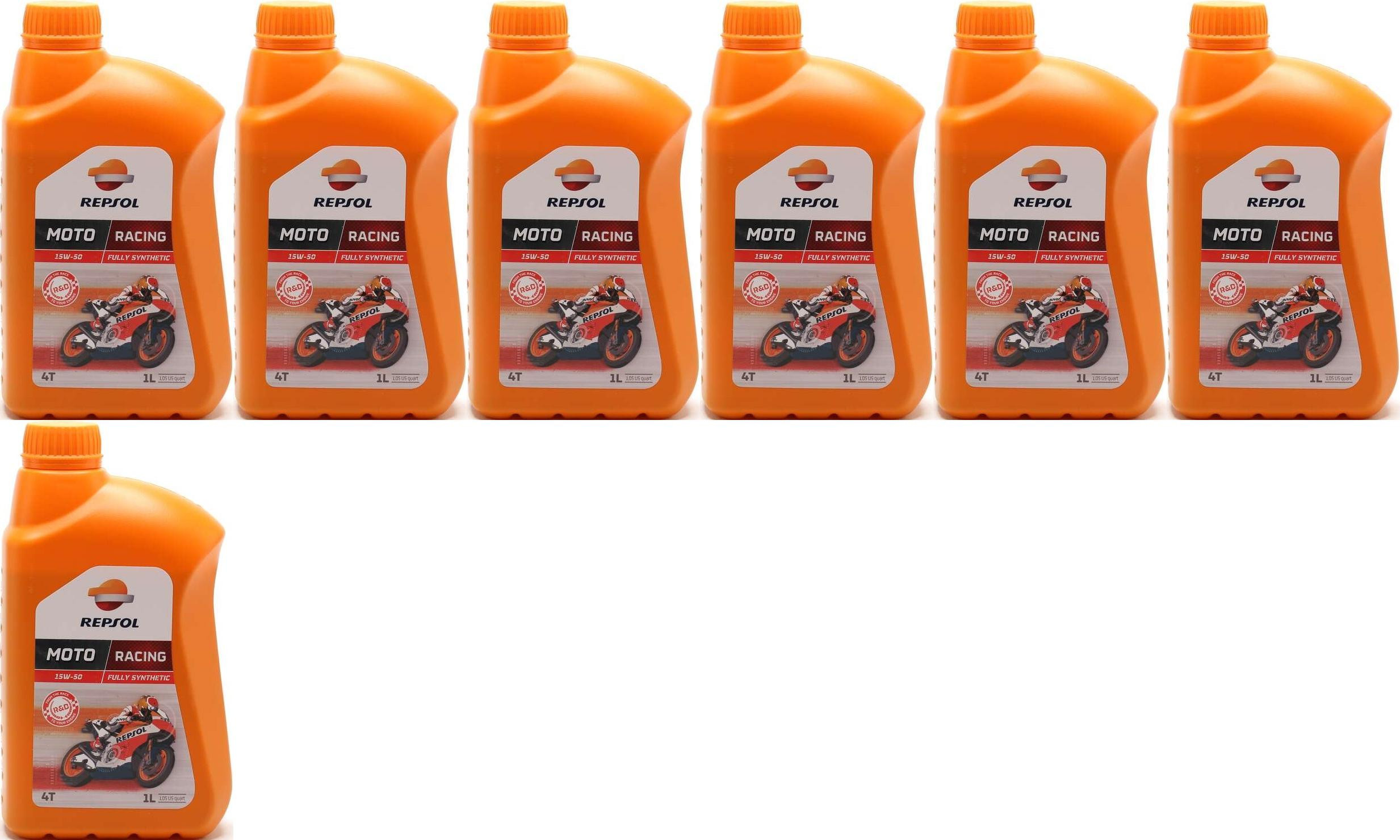 Repsol Motorrad Motoröl MOTO RACING 4T 15W50 1 Liter 7x 1l = 7 Liter