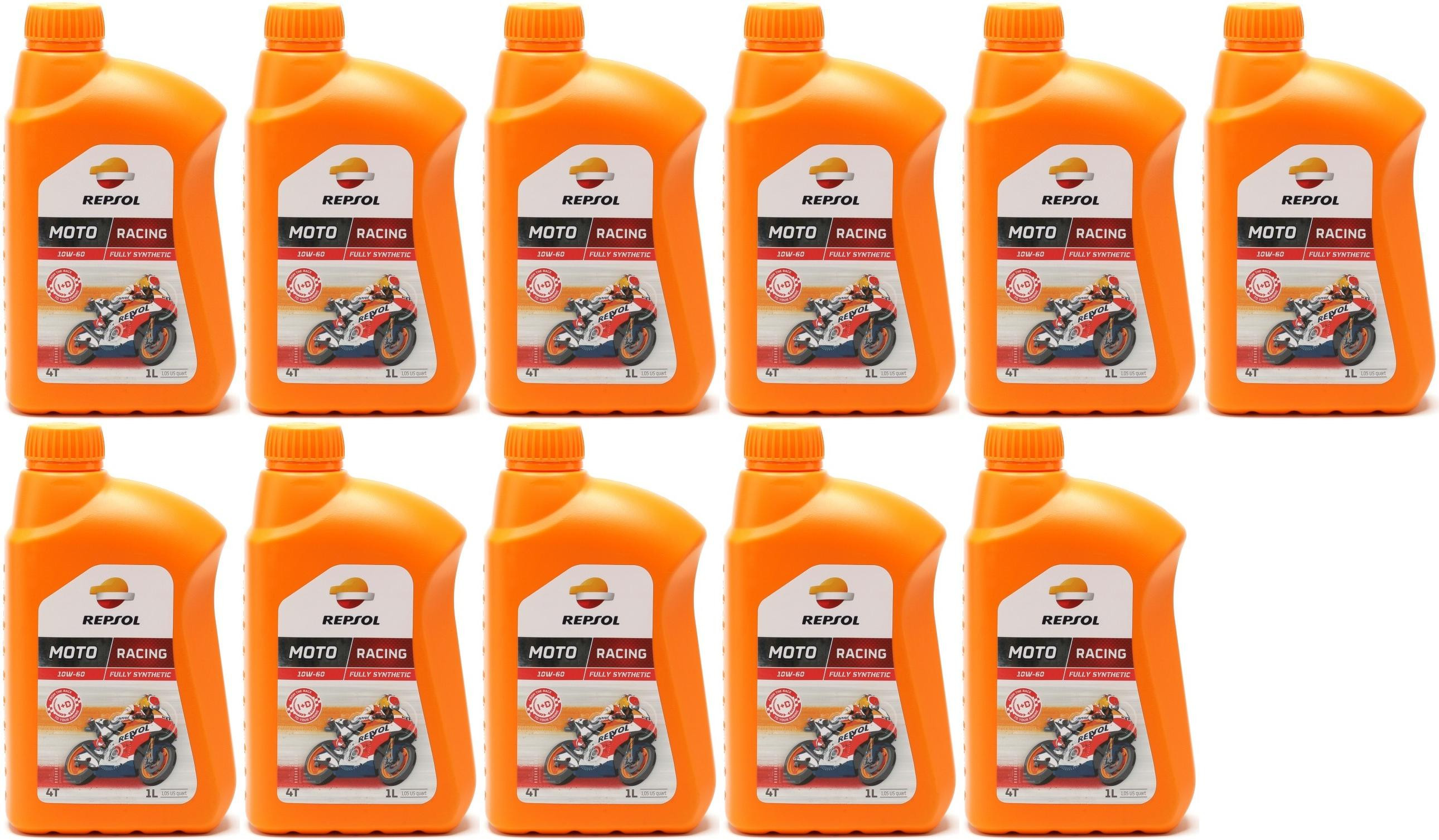 Repsol Motorrad Motoröl MOTO RACING 4T 10W-60 1 Liter 11x 1l = 11 Liter