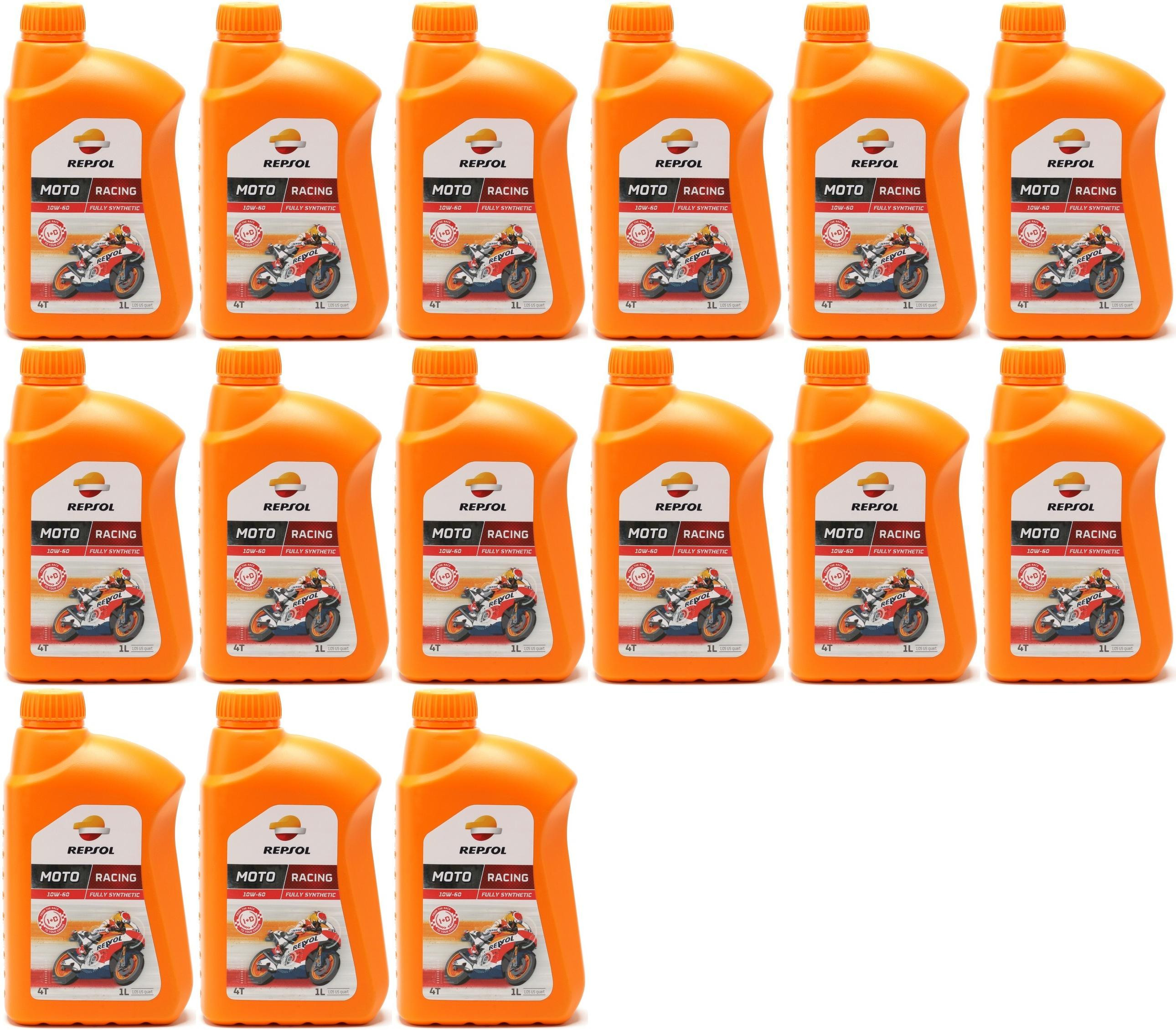 Repsol Motorrad Motoröl MOTO RACING 4T 10W-60 1 Liter 15x 1l = 15 Liter
