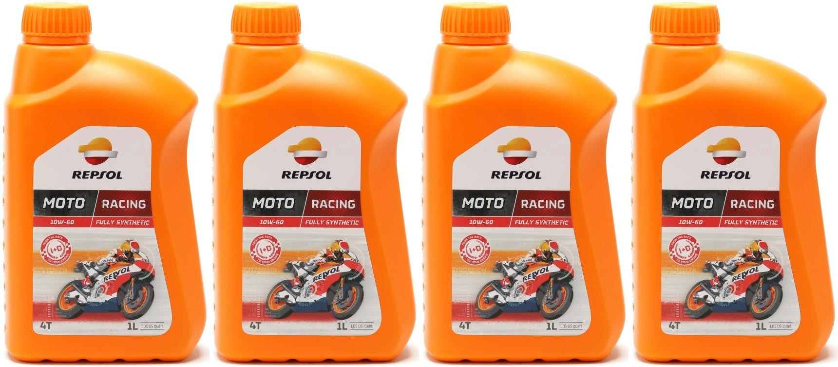 Repsol Motorrad Motoröl MOTO RACING 4T 10W-60 1 Liter 4x 1l = 4 Liter