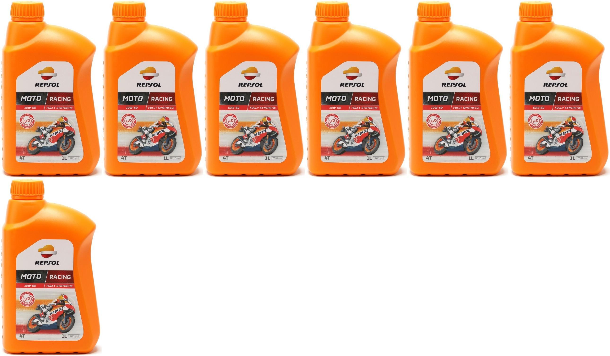 Repsol Motorrad Motoröl MOTO RACING 4T 10W-60 1 Liter 7x 1l = 7 Liter