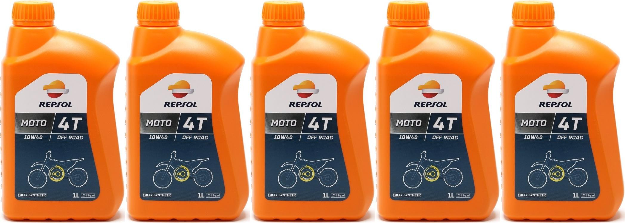 Repsol Motorrad Motoröl MOTO OFF ROAD 4T 10W40 1 Liter 5x 1l = 5 Liter