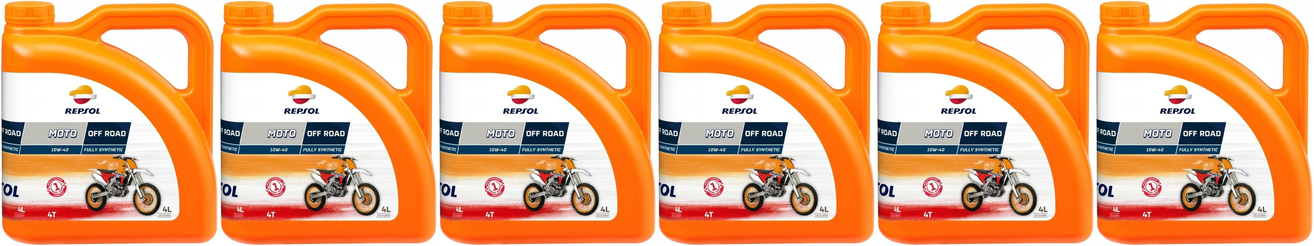 Repsol Motorrad Motoröl MOTO OFF ROAD 4T 10W40 6x 4l = 24 Liter