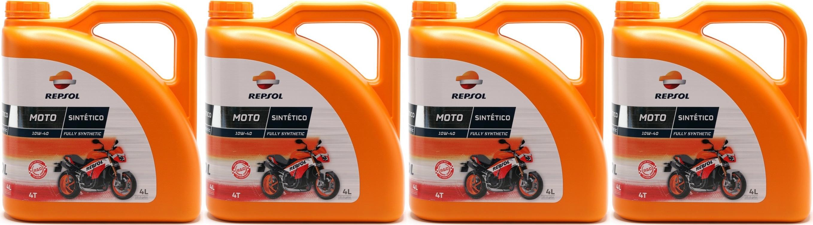 Repsol Motorrad Motoröl MOTO SINTETICO 4T 10W40 4x 4l = 16 Liter