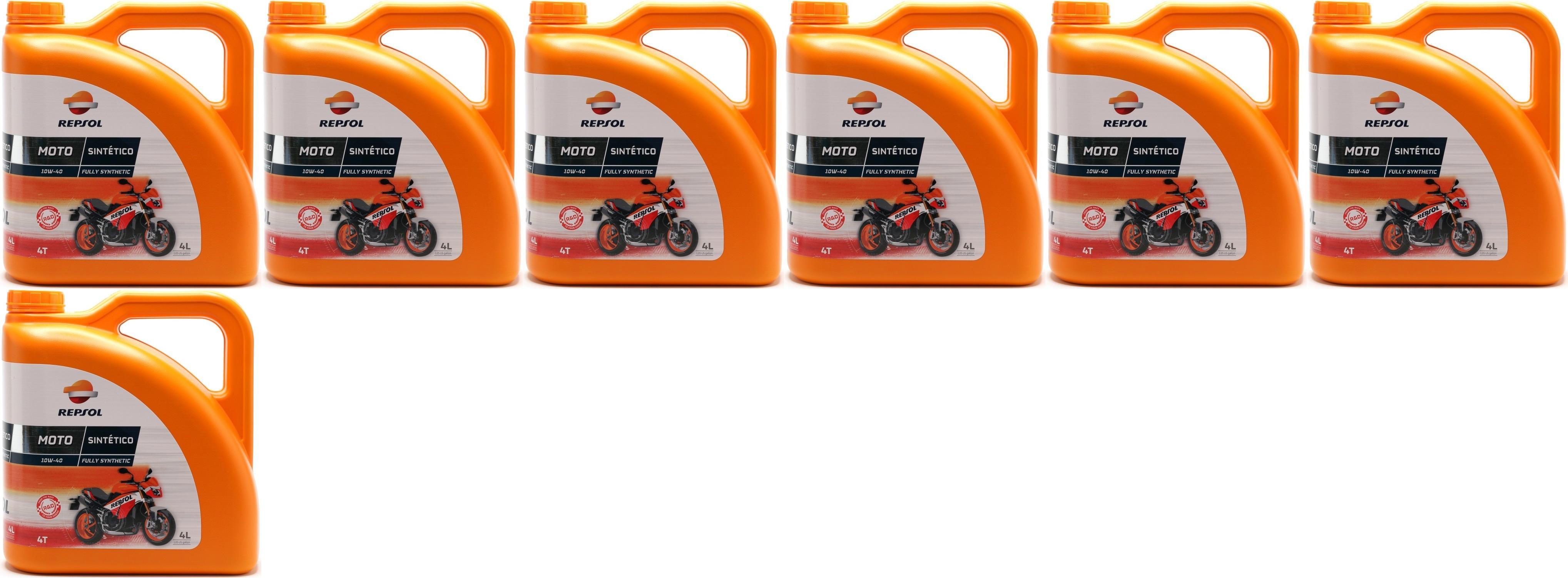 Repsol Motorrad Motoröl MOTO SINTETICO 4T 10W40 7x 4l = 28 Liter