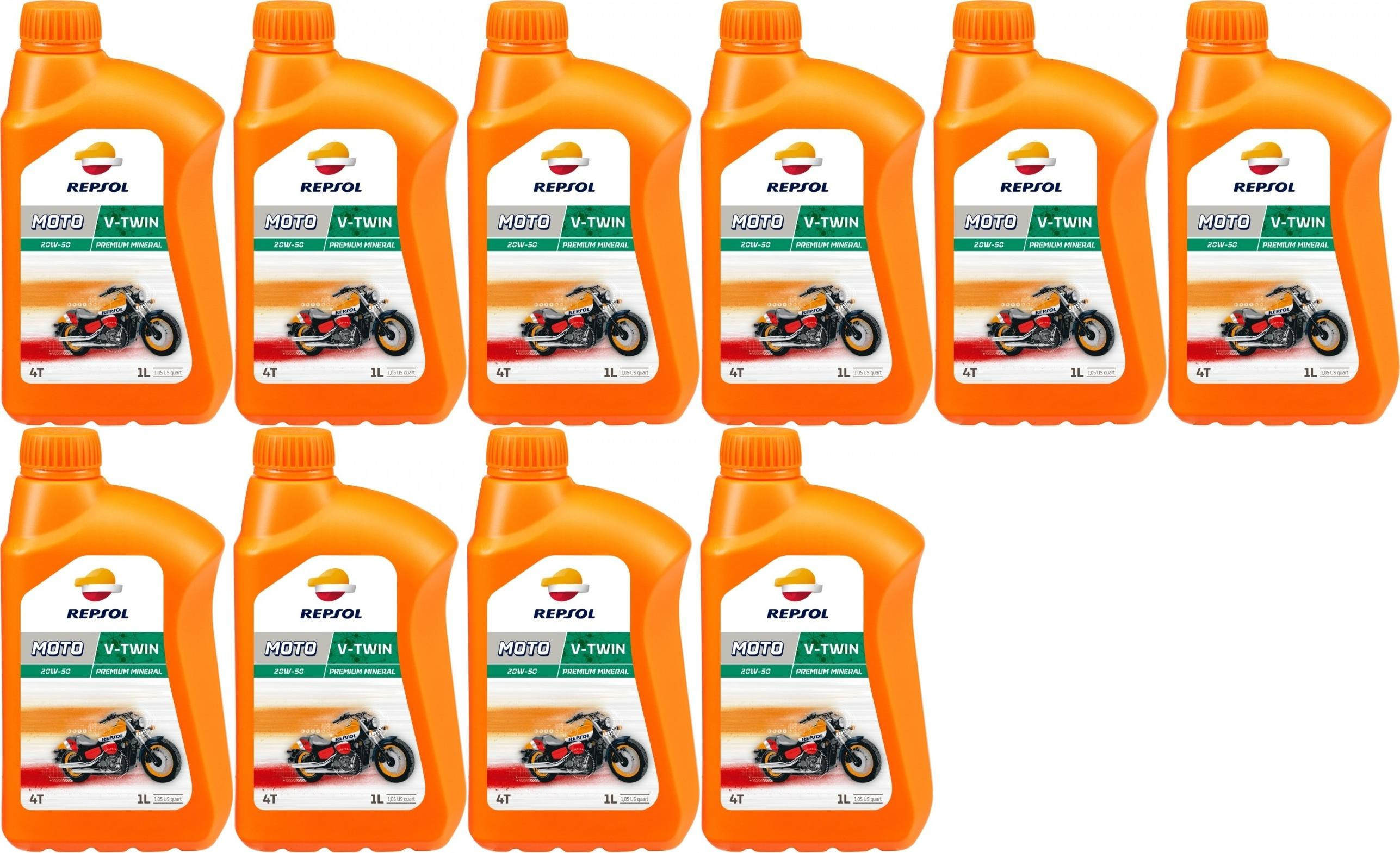 Repsol Motorrad Motoröl MOTO V-TWIN 4T 20W50 1 Liter 10x 1l = 10 Liter