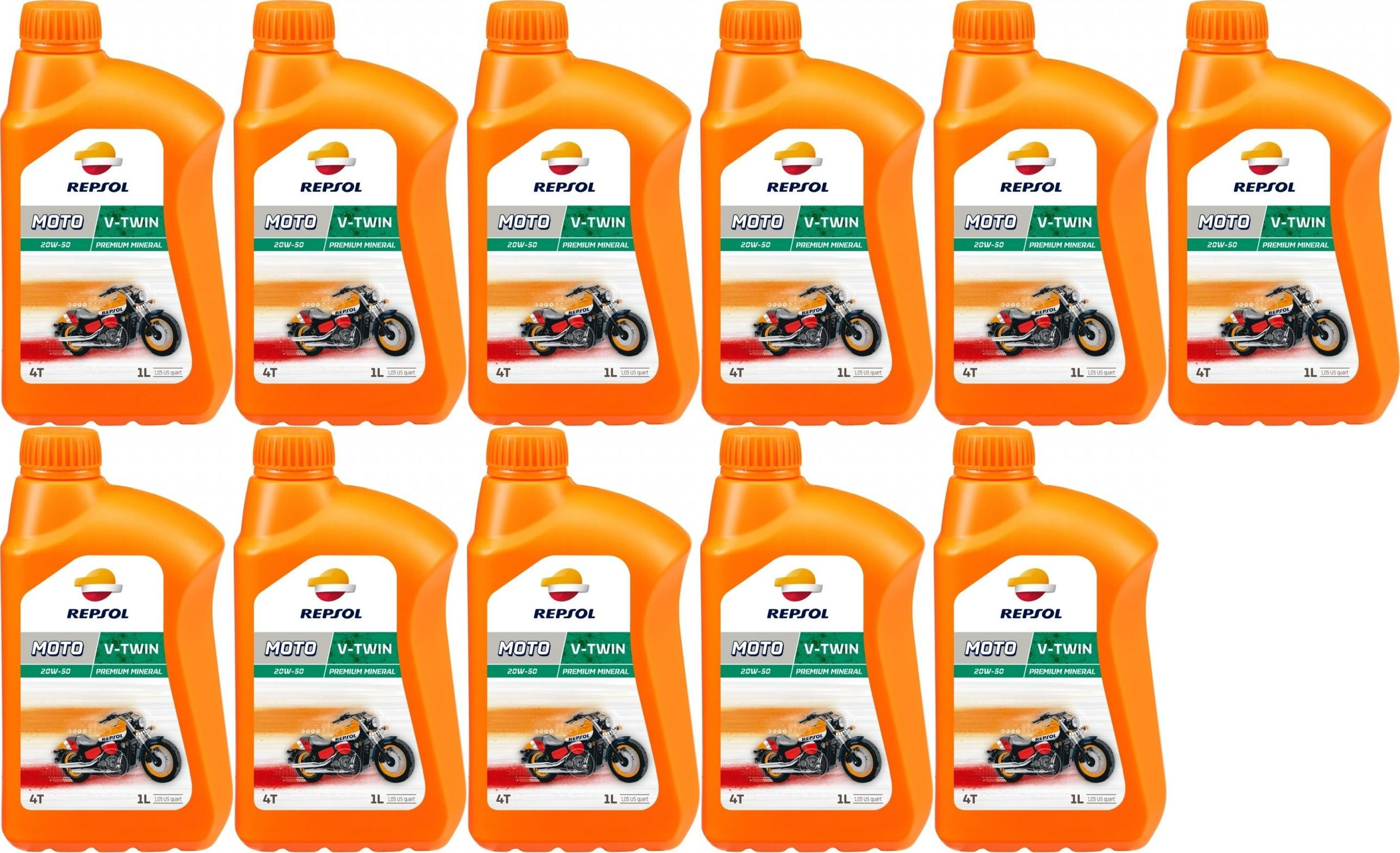 Repsol Motorrad Motoröl MOTO V-TWIN 4T 20W50 1 Liter 11x 1l = 11 Liter