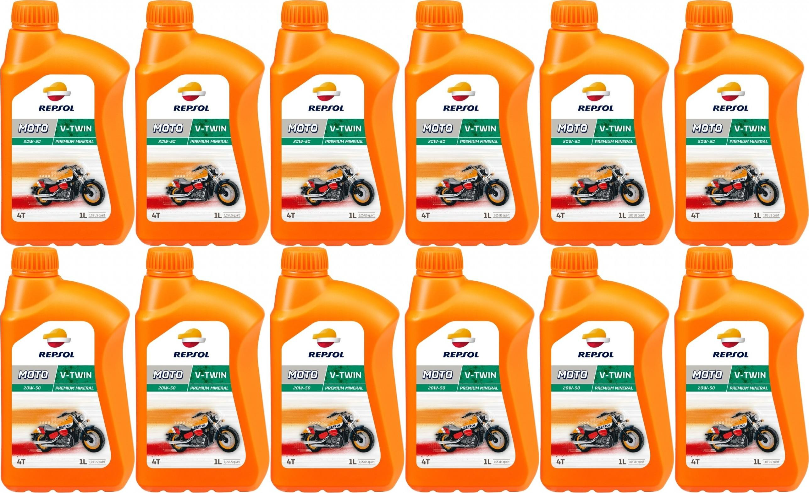 Repsol Motorrad Motoröl MOTO V-TWIN 4T 20W50 1 Liter 12x 1l = 12 Liter