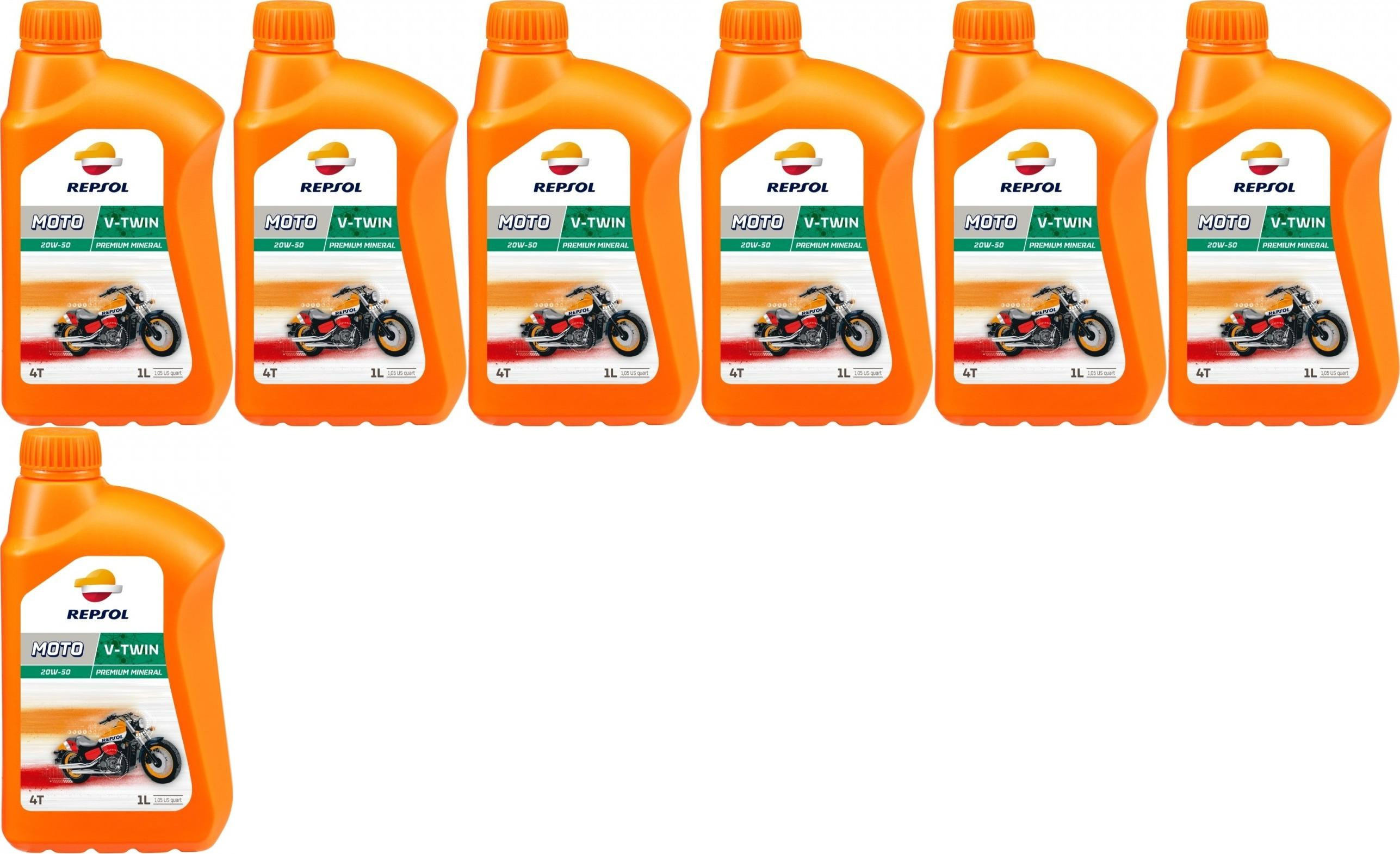 Repsol Motorrad Motoröl MOTO V-TWIN 4T 20W50 1 Liter 7x 1l = 7 Liter