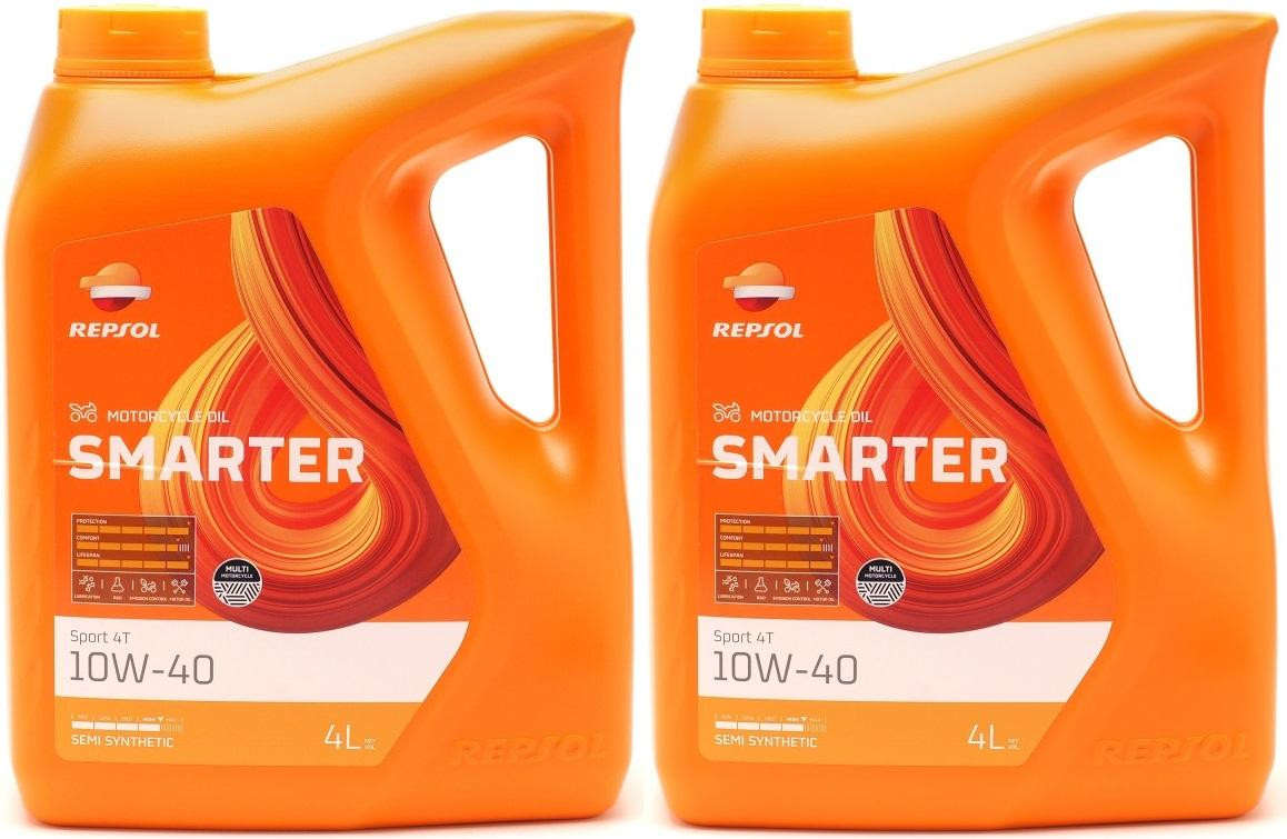 Repsol Motorrad Motoröl SMARTER Sport 4T 10W-40 2x 4l = 8 Liter