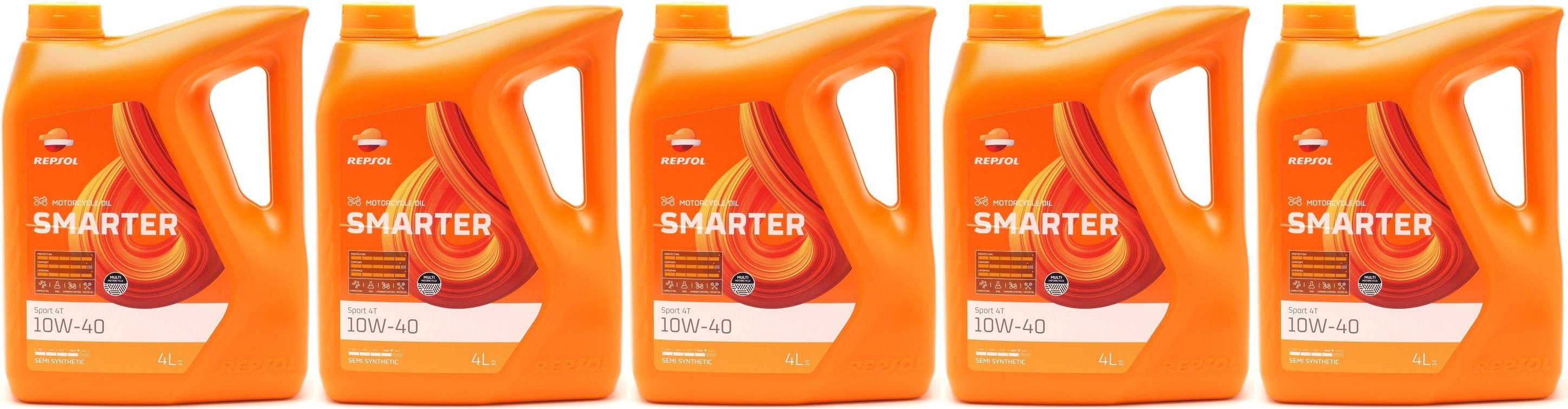 Repsol Motorrad Motoröl SMARTER Sport 4T 10W-40 5x 4l = 20 Liter