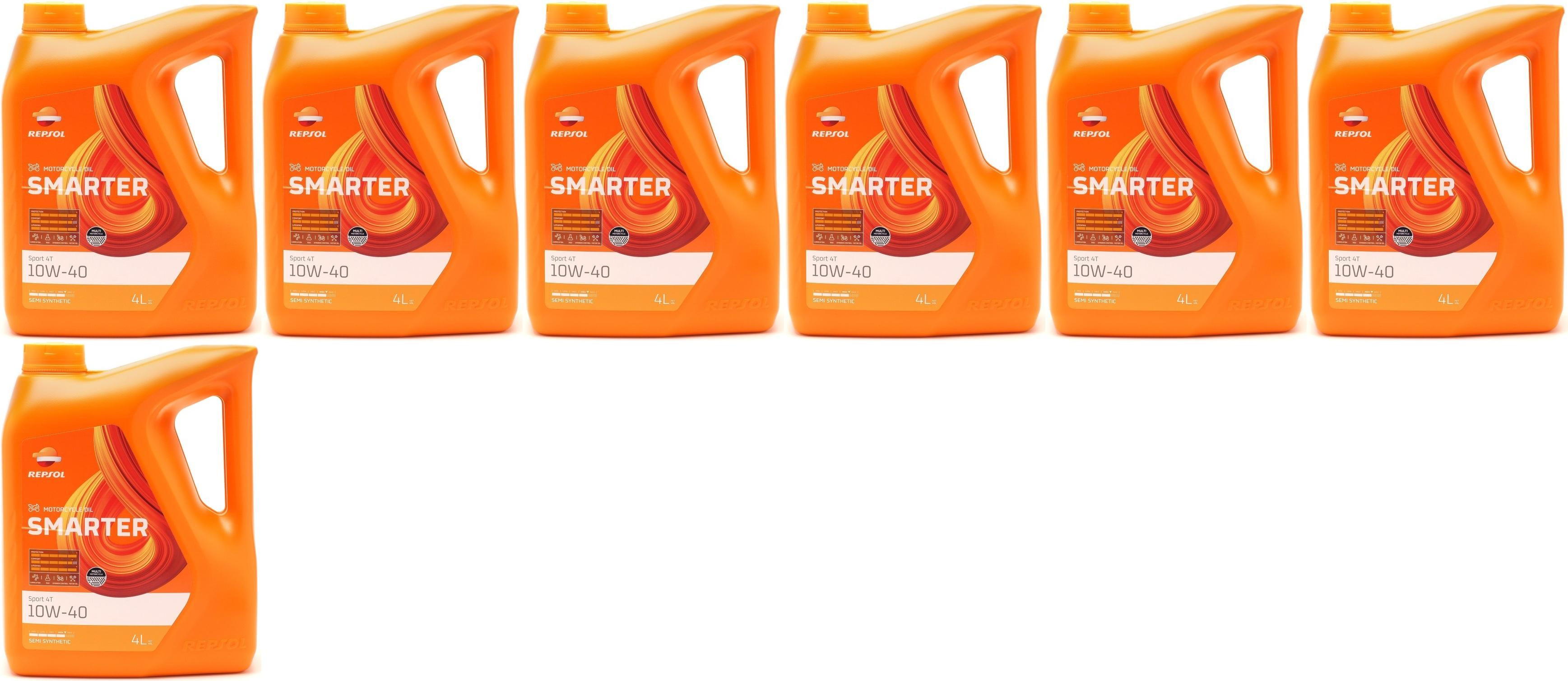 Repsol Motorrad Motoröl SMARTER Sport 4T 10W-40 7x 4l = 28 Liter