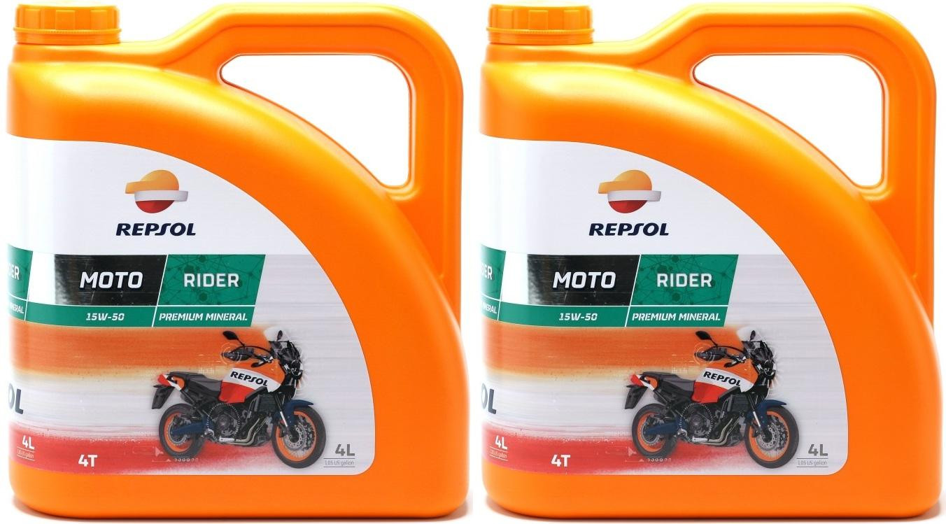 Repsol Motorrad Motoröl MOTO RIDER 4T 15W50 2x 4l = 8 Liter