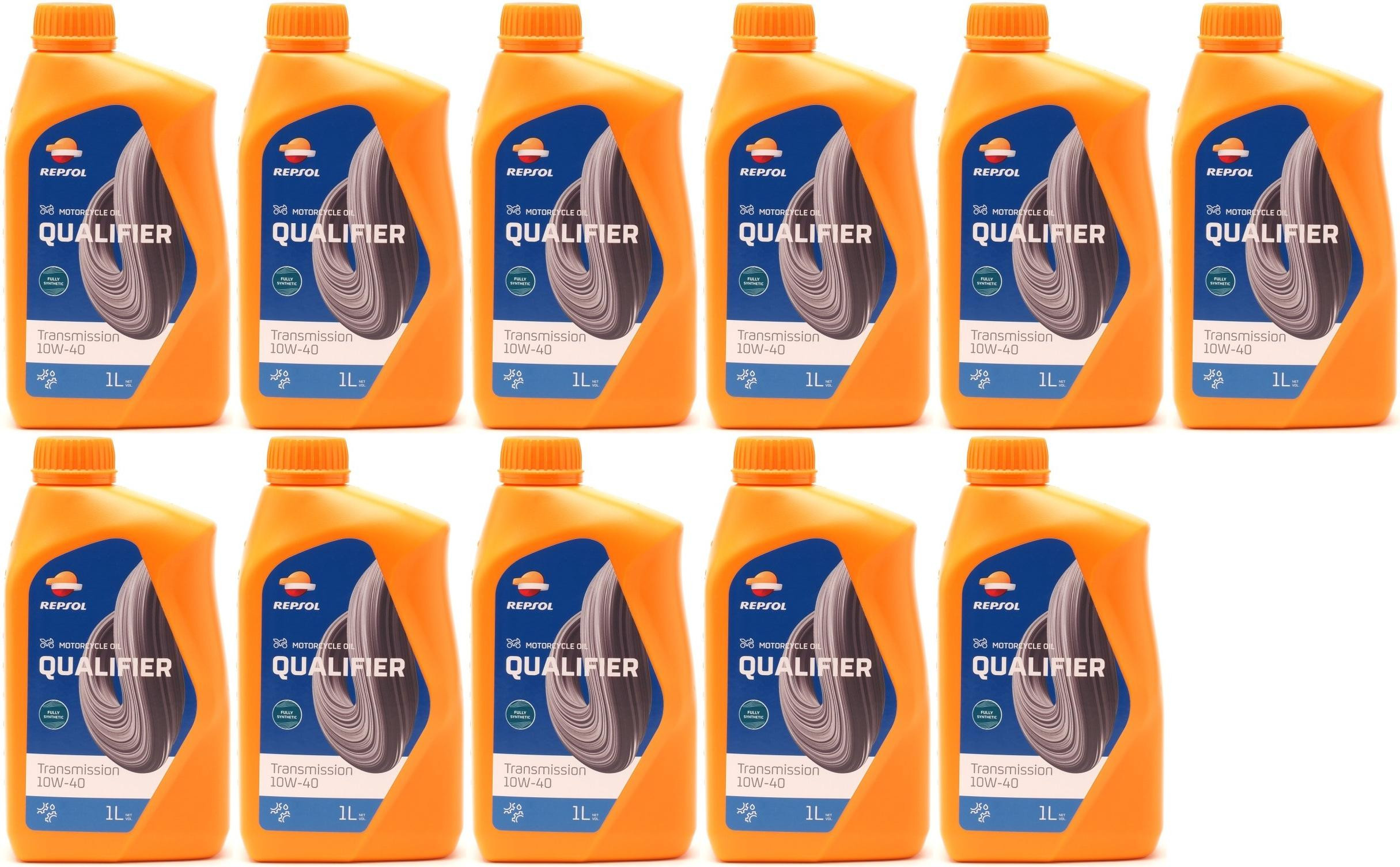 Repsol Motorrad Getriebeöl QUALIFIER TRANSMISION 10W-40 1 Liter 11x 1l=11 Liter