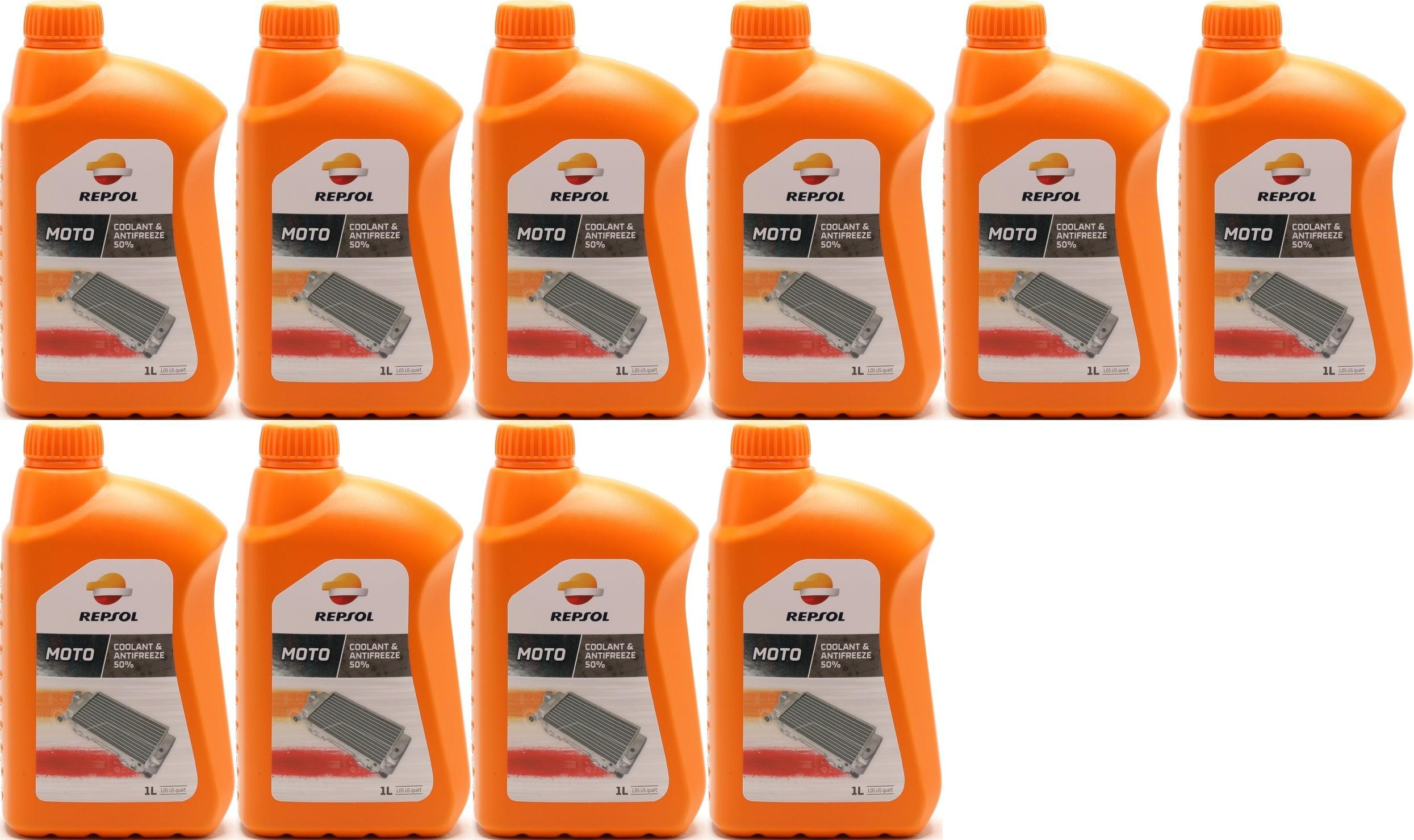 Repsol Kühlerschutz MOTO COOLANT & ANTIFREEZE 50% 1 Liter 10x 1l = 10 Liter