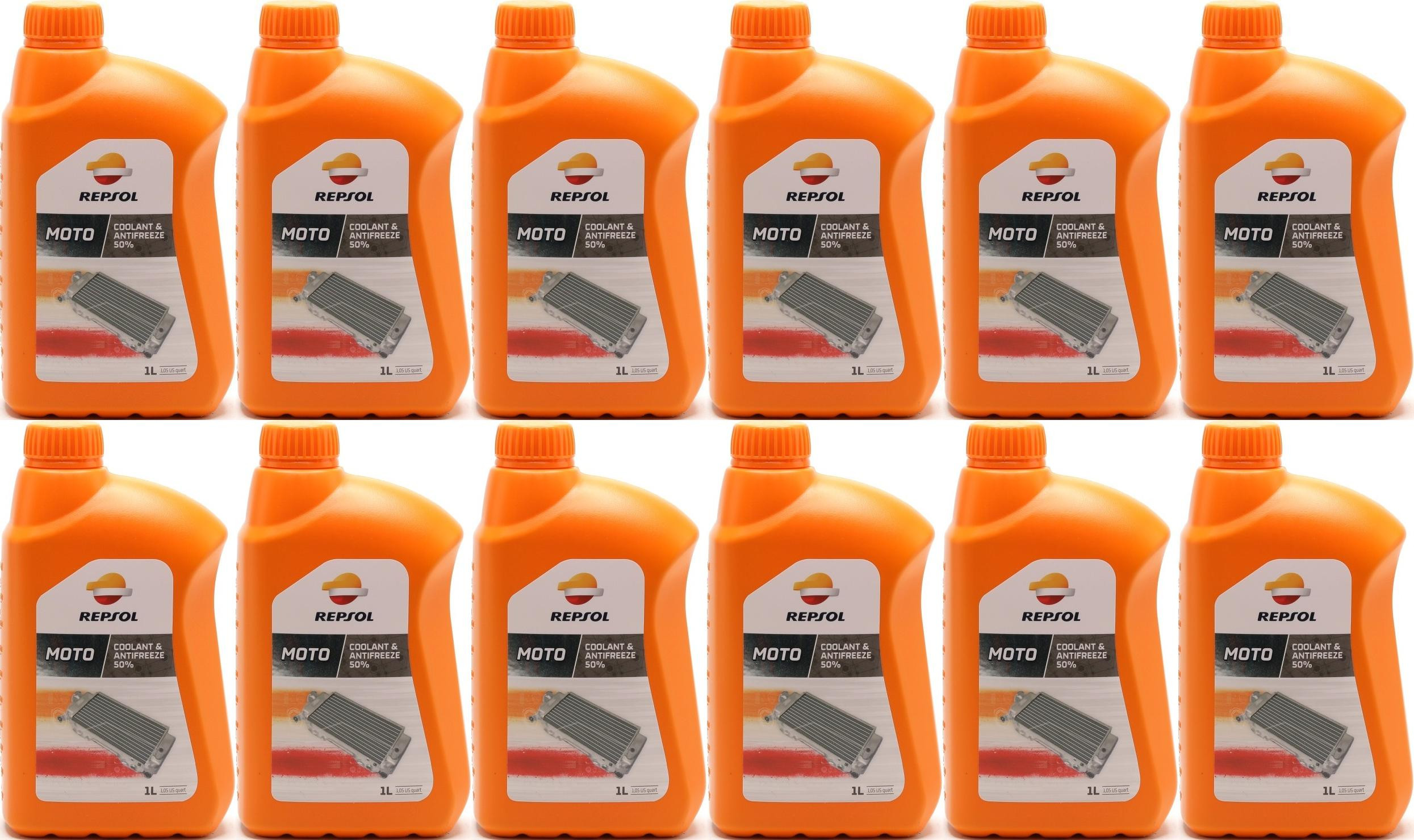 Repsol Kühlerschutz MOTO COOLANT & ANTIFREEZE 50% 1 Liter 12x 1l = 12 Liter
