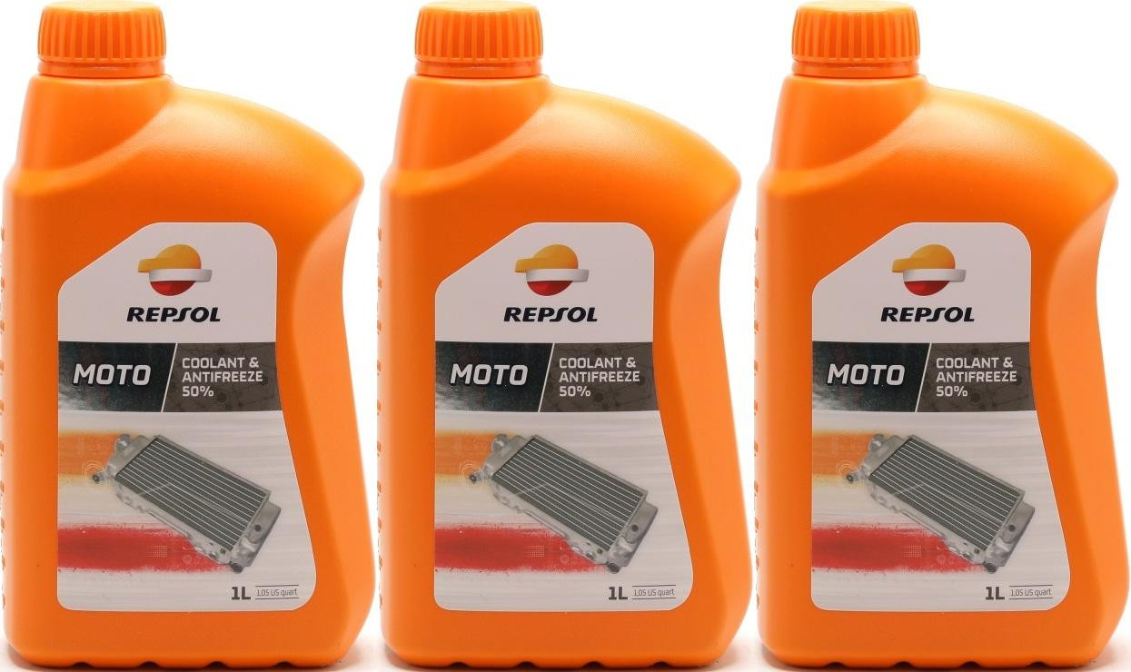 Repsol Kühlerschutz MOTO COOLANT & ANTIFREEZE 50% 1 Liter 3x 1l = 3 Liter