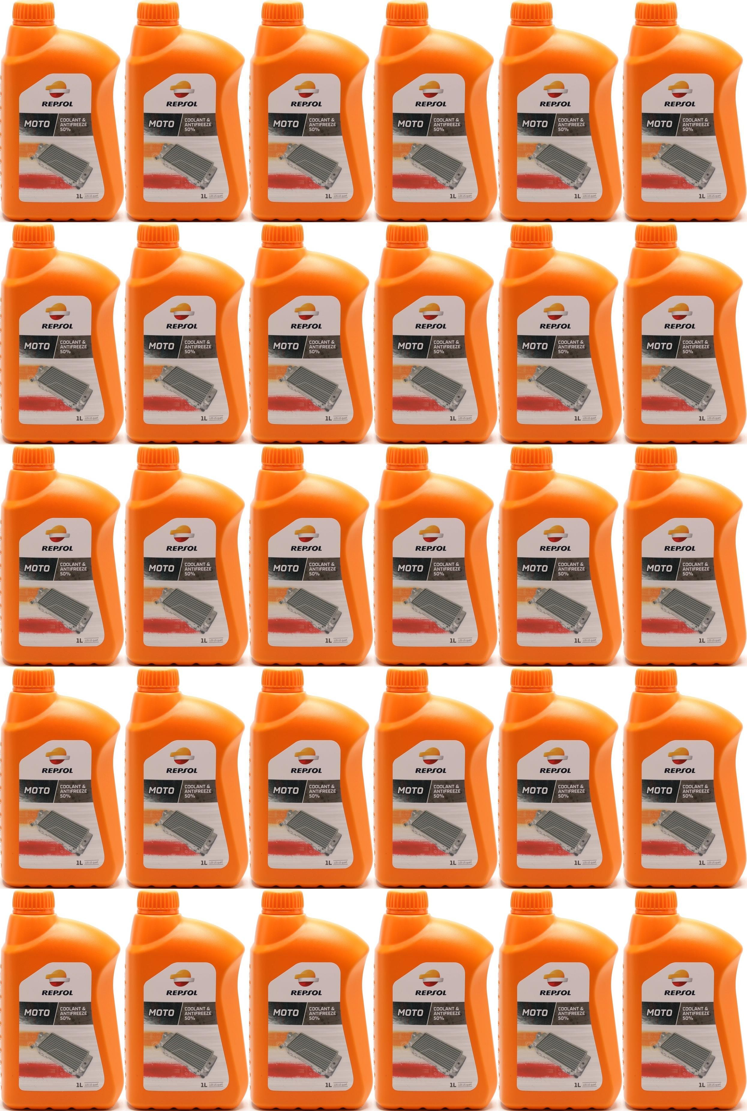 Repsol Kühlerschutz MOTO COOLANT & ANTIFREEZE 50% 1 Liter 30x 1l = 30 Liter