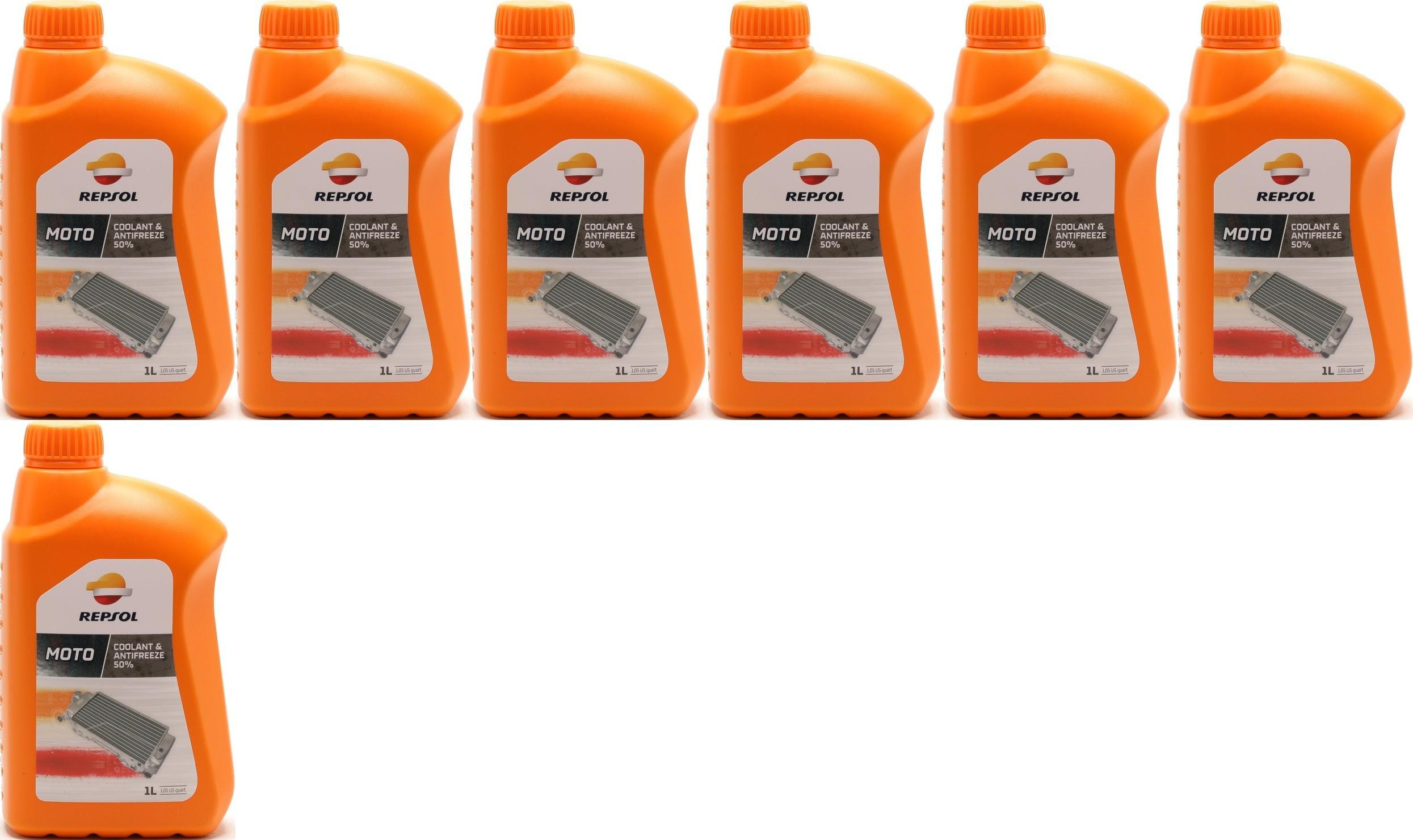 Repsol Kühlerschutz MOTO COOLANT & ANTIFREEZE 50% 1 Liter 7x 1l = 7 Liter