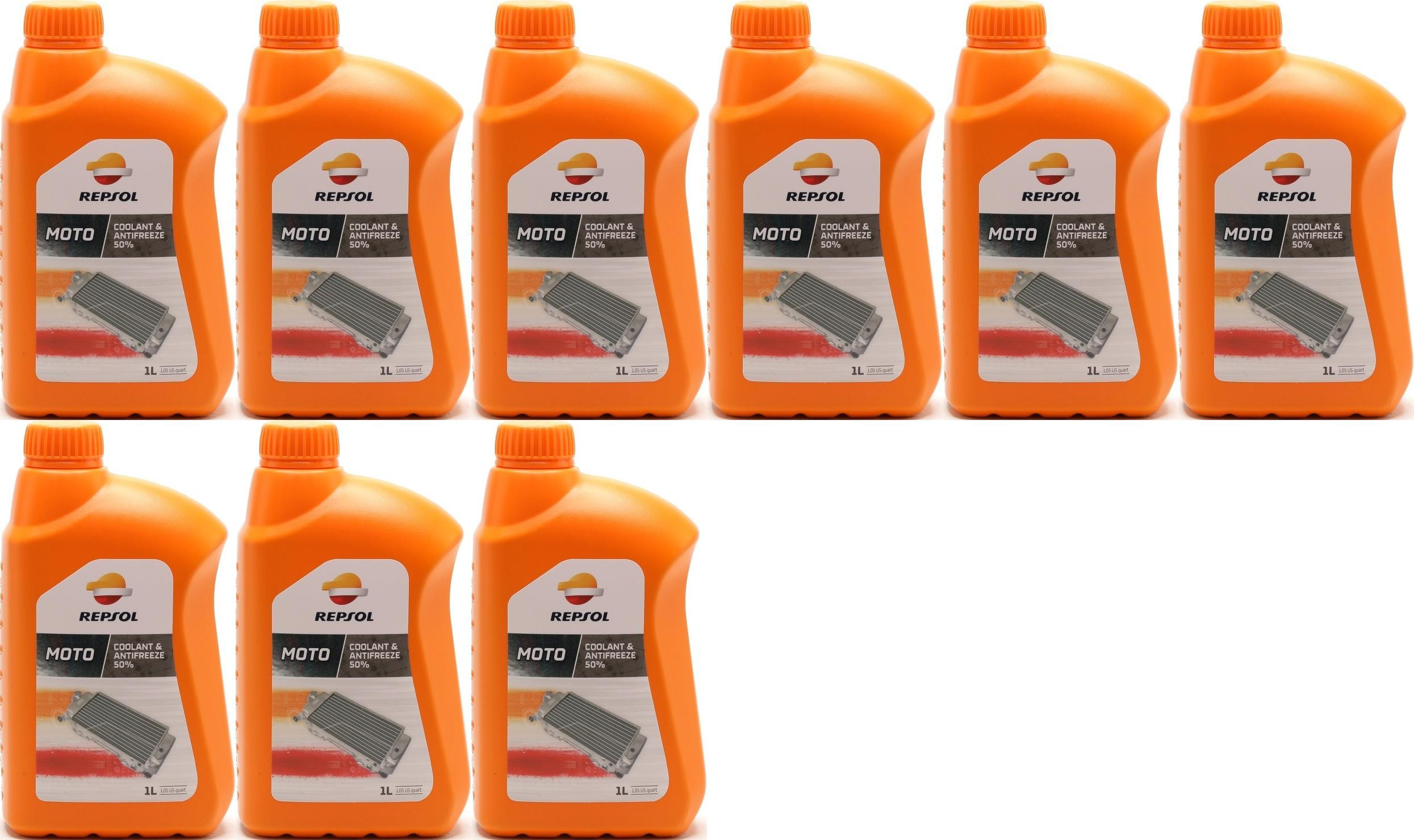 Repsol Kühlerschutz MOTO COOLANT & ANTIFREEZE 50% 1 Liter 9x 1l = 9 Liter