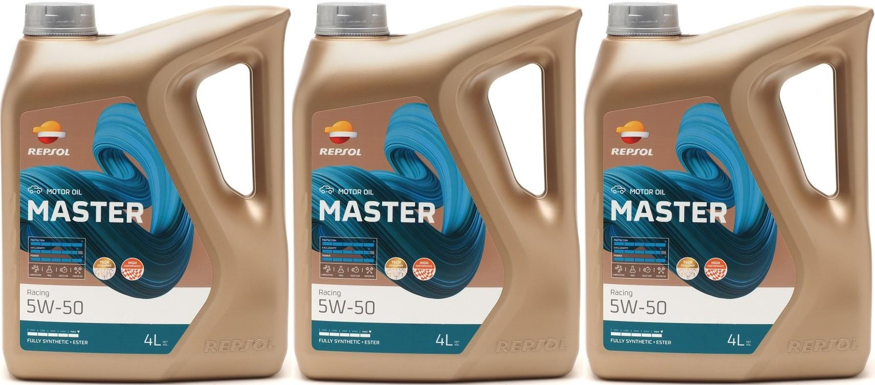 Repsol Motoröl Master Racing 5W50 3x 4l = 12 Liter