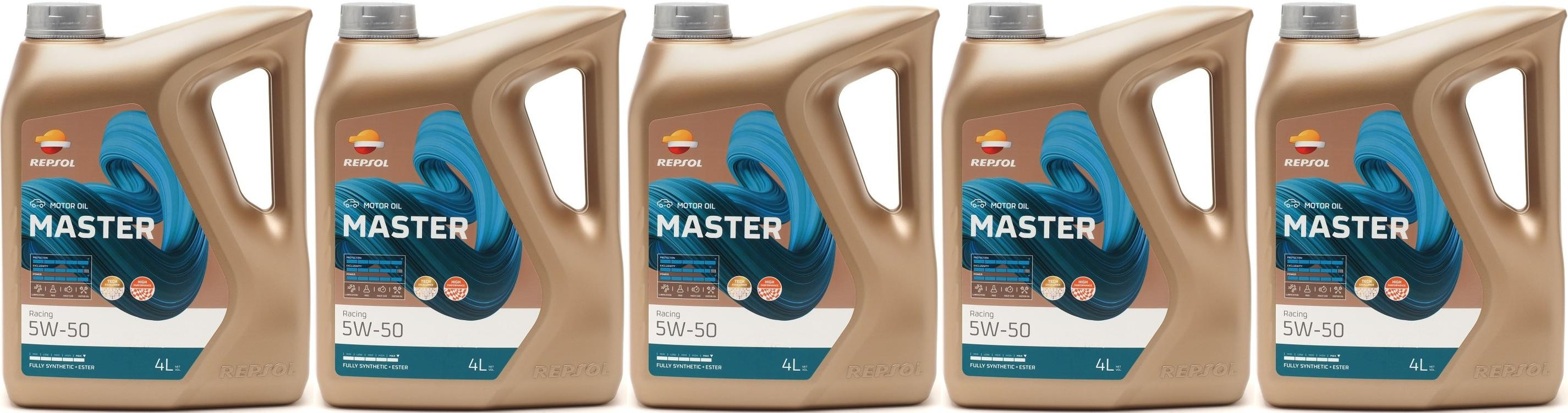 Repsol Motoröl Master Racing 5W50 5x 4l = 20 Liter