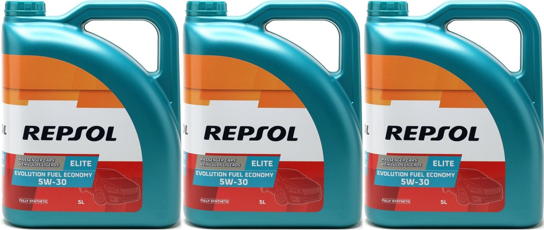 Repsol Motoröl ELITE EVOLUTION F. ECONOMY 5W30 3x 5 = 15 Liter