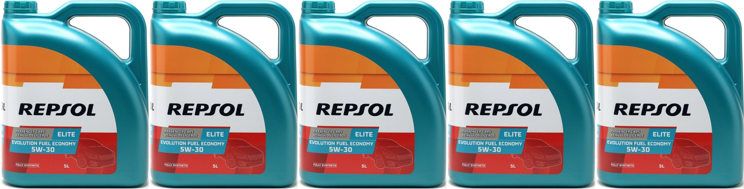 Repsol Motoröl ELITE EVOLUTION F. ECONOMY 5W30 5x 5 = 25 Liter