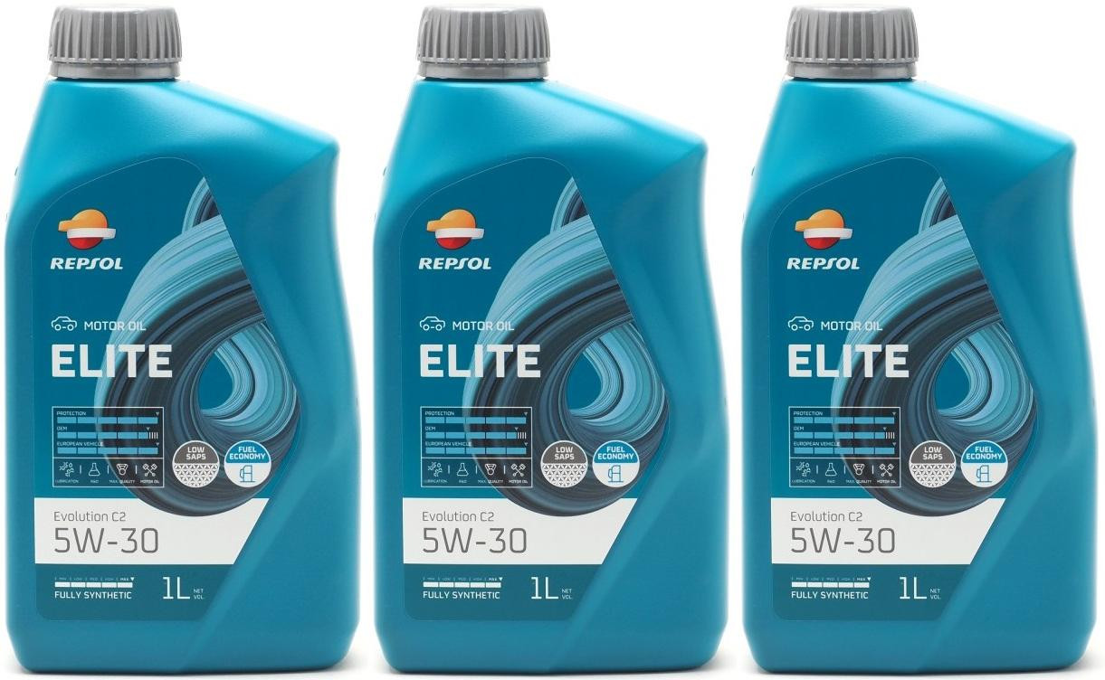 Repsol Motoröl ELITE EVOLUTION C2 5W-30 1 Liter 3x 1l = 3 Liter