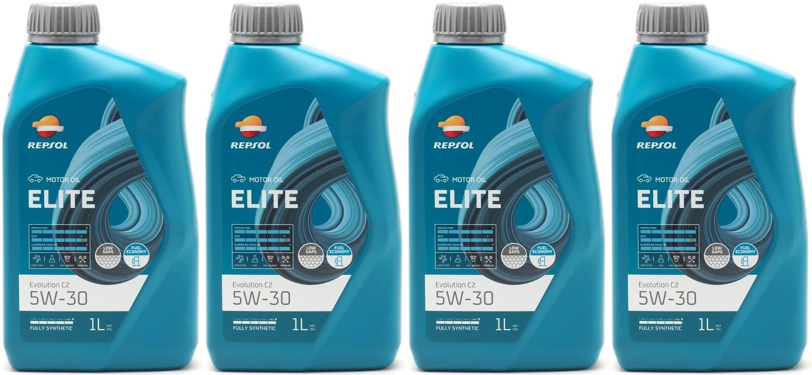 Repsol Motoröl ELITE EVOLUTION C2 5W-30 1 Liter 4x 1l = 4 Liter