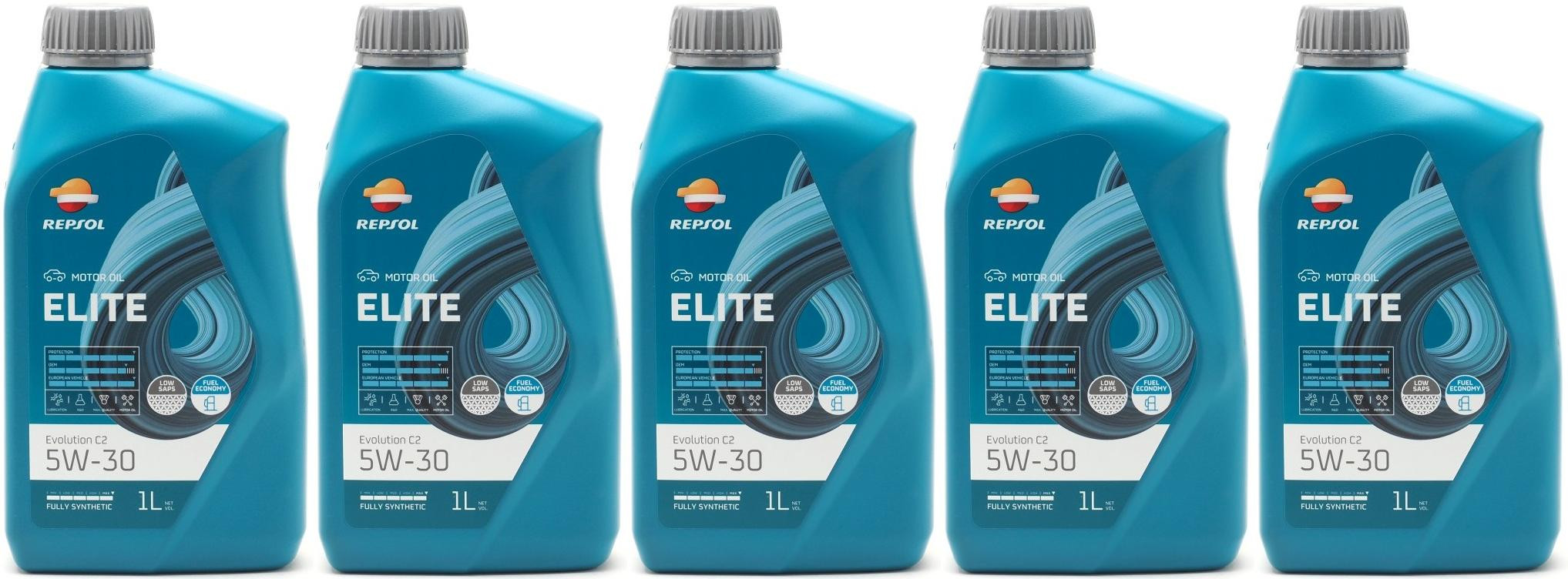 Repsol Motoröl ELITE EVOLUTION C2 5W-30 1 Liter 5x 1l = 5 Liter