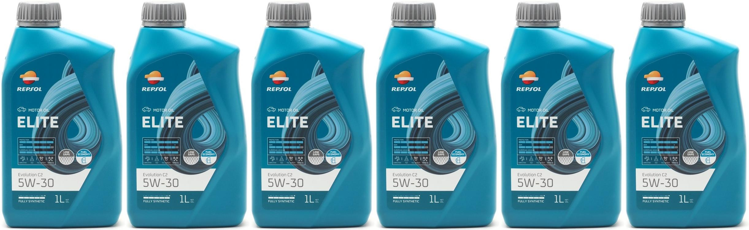 Repsol Motoröl ELITE EVOLUTION C2 5W-30 1 Liter 6x 1l = 6 Liter