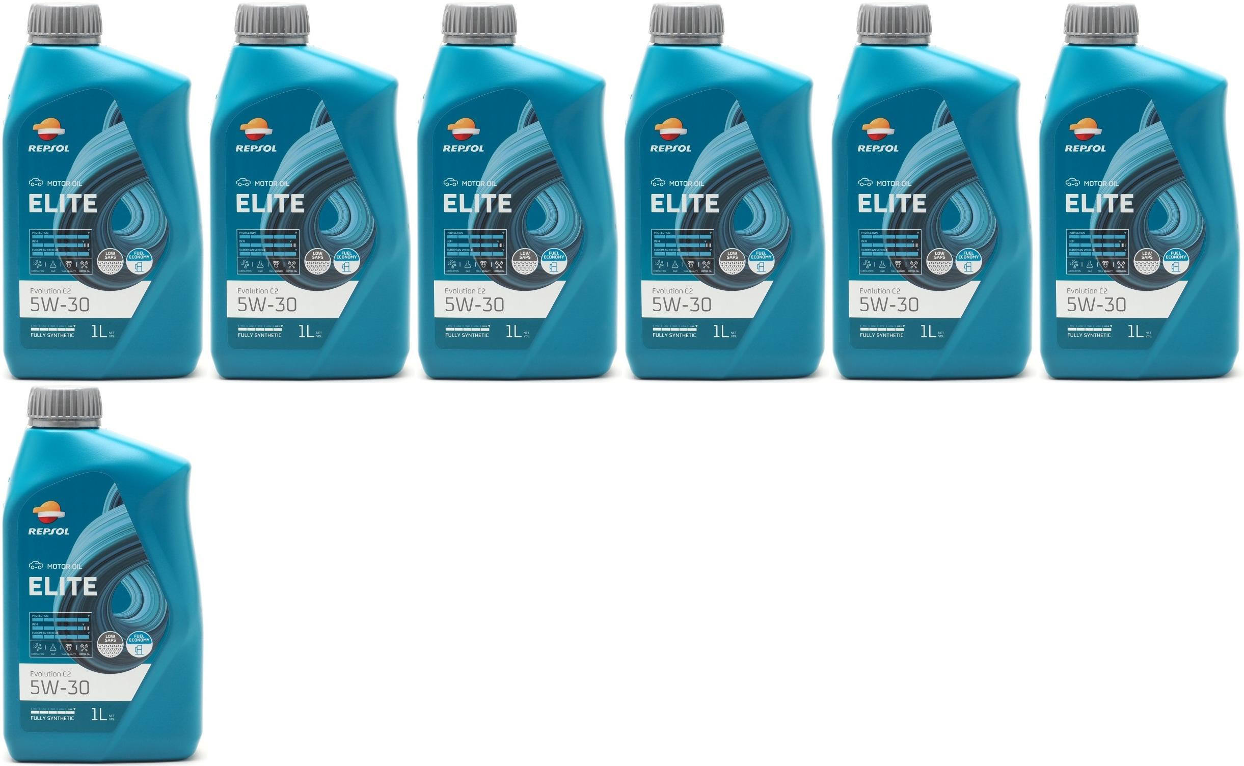Repsol Motoröl ELITE EVOLUTION C2 5W-30 1 Liter 7x 1l = 7 Liter