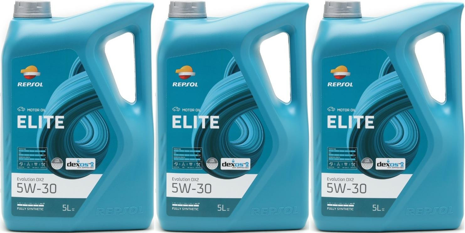 Repsol Motoröl ELITE EVOLUTION DX2 5W30 3x 5 = 15 Liter