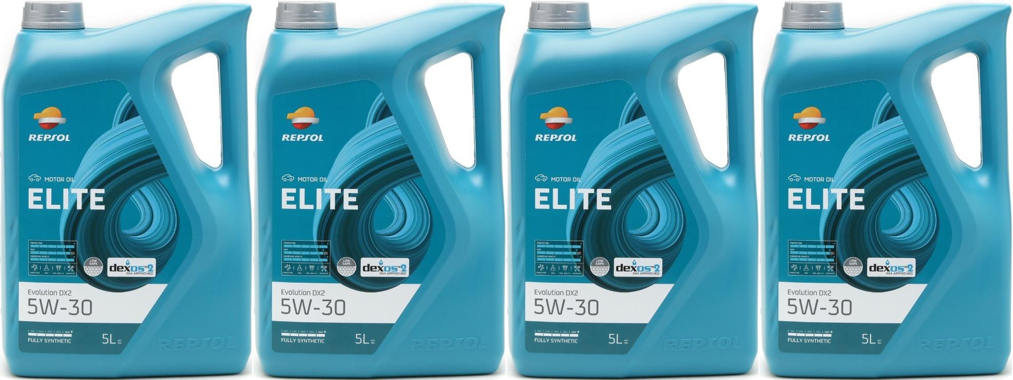 Repsol Motoröl ELITE EVOLUTION DX2 5W30 4x 5 = 20 Liter