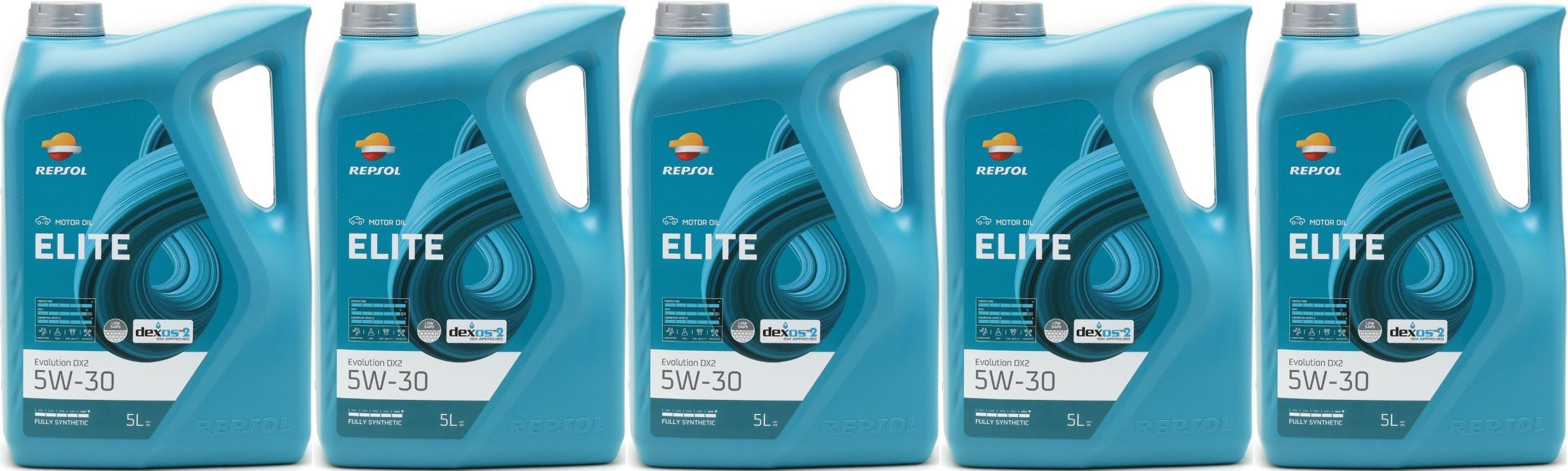Repsol Motoröl ELITE EVOLUTION DX2 5W30 5x 5 = 25 Liter