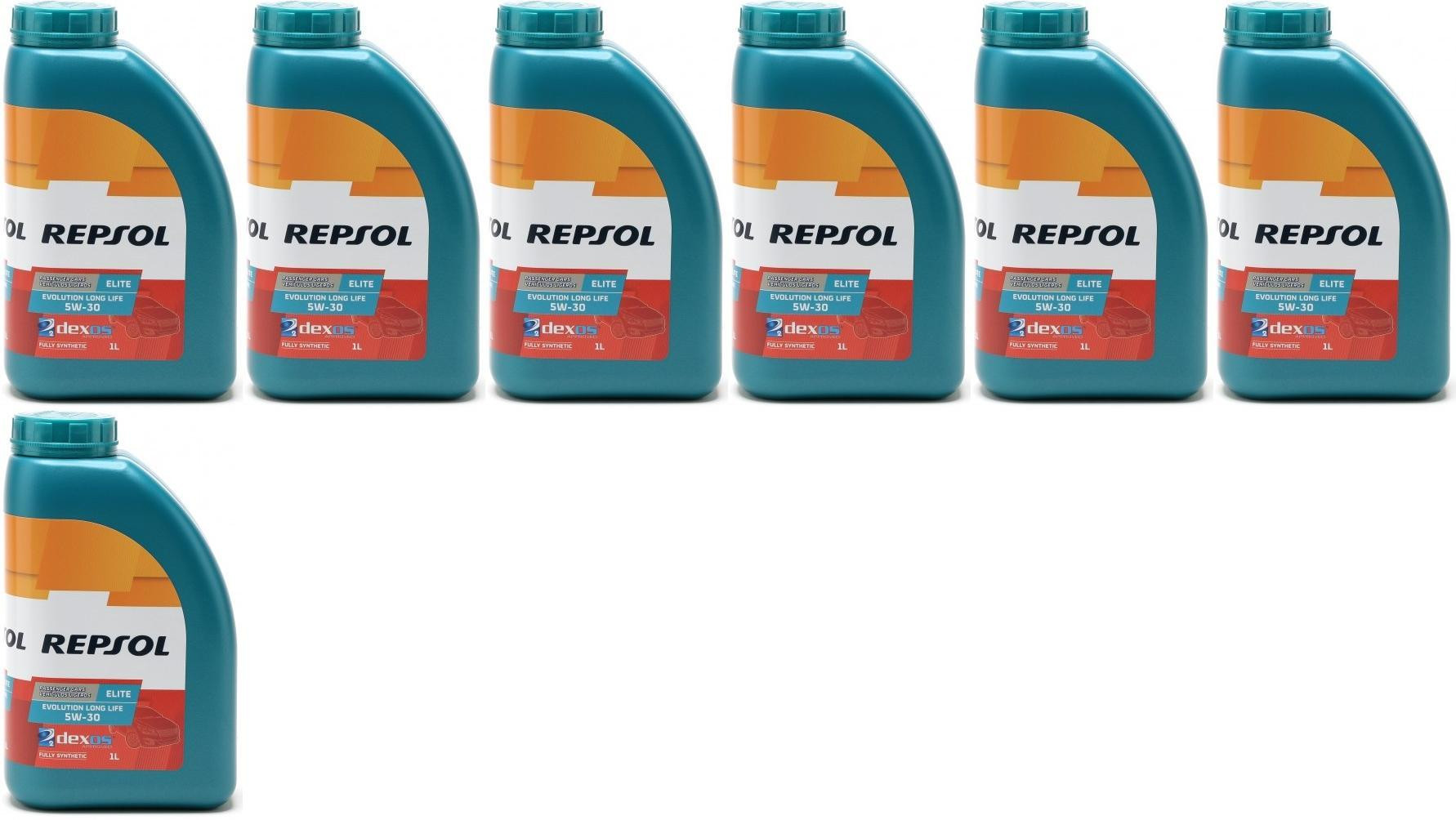 Repsol Motoröl ELITE EVOLUTION LONG LIFE 5W30 1 Liter 7x 1l = 7 Liter
