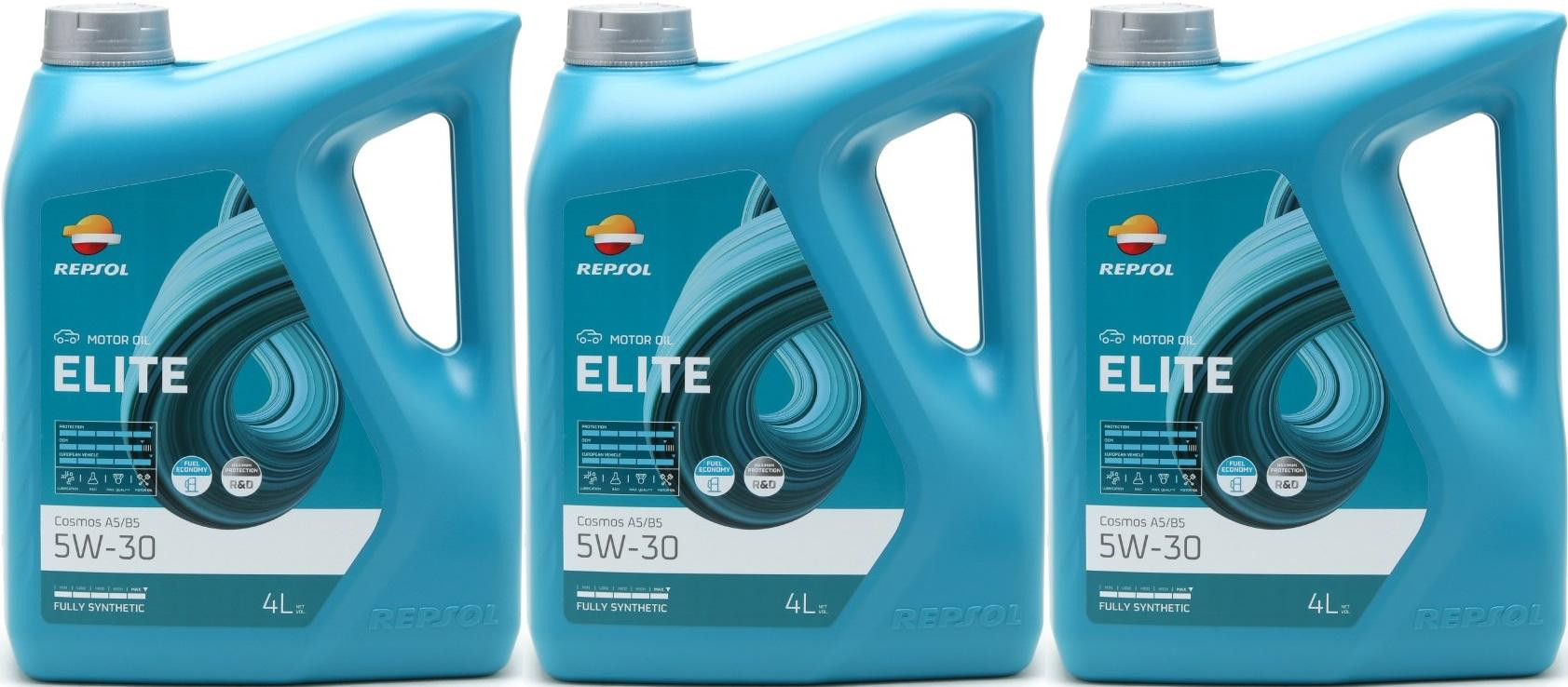 Repsol Motoröl ELITE COSMOS A5/B5 5W30 3x 4l = 12 Liter