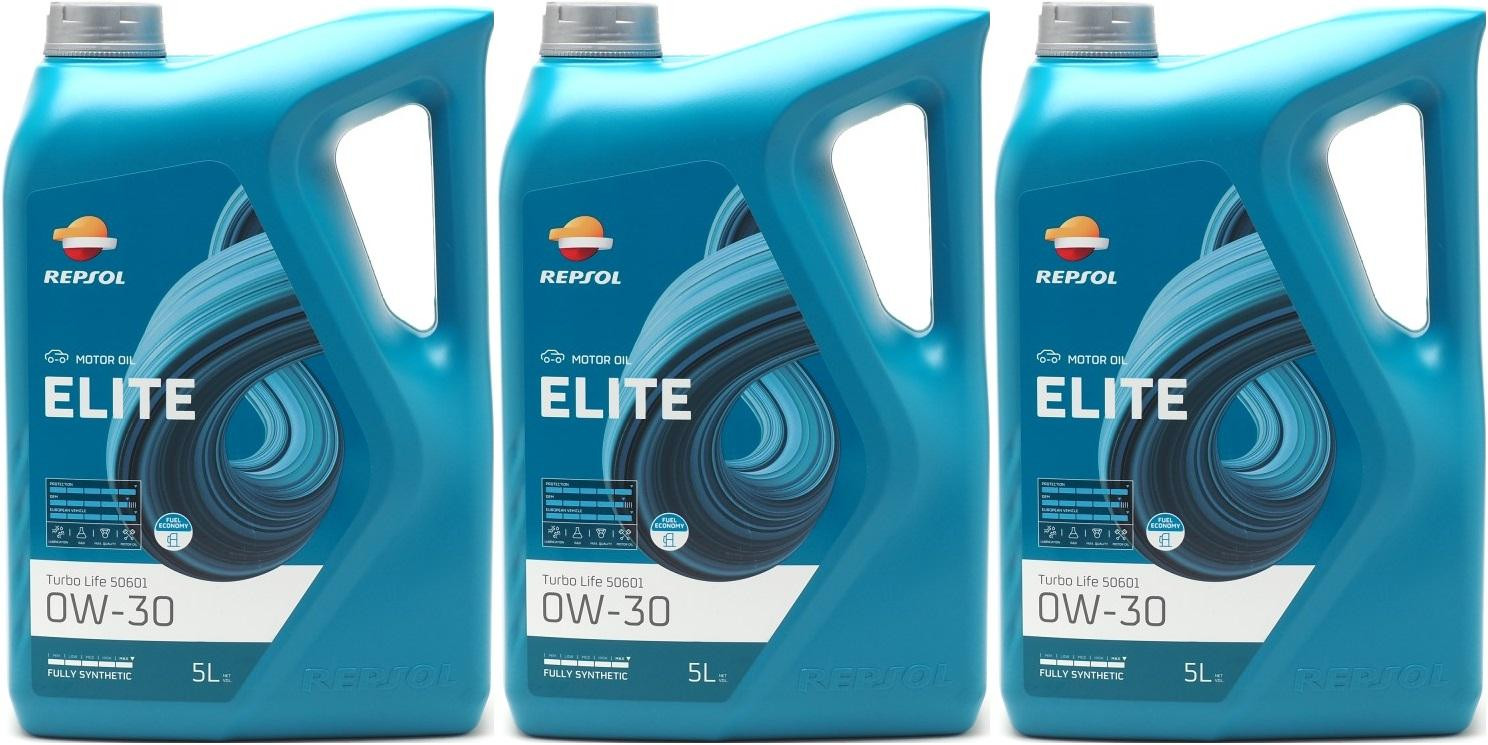 Repsol Motoröl ELITE TURBO LIFE 50601 0W-30 3x 5 = 15 Liter
