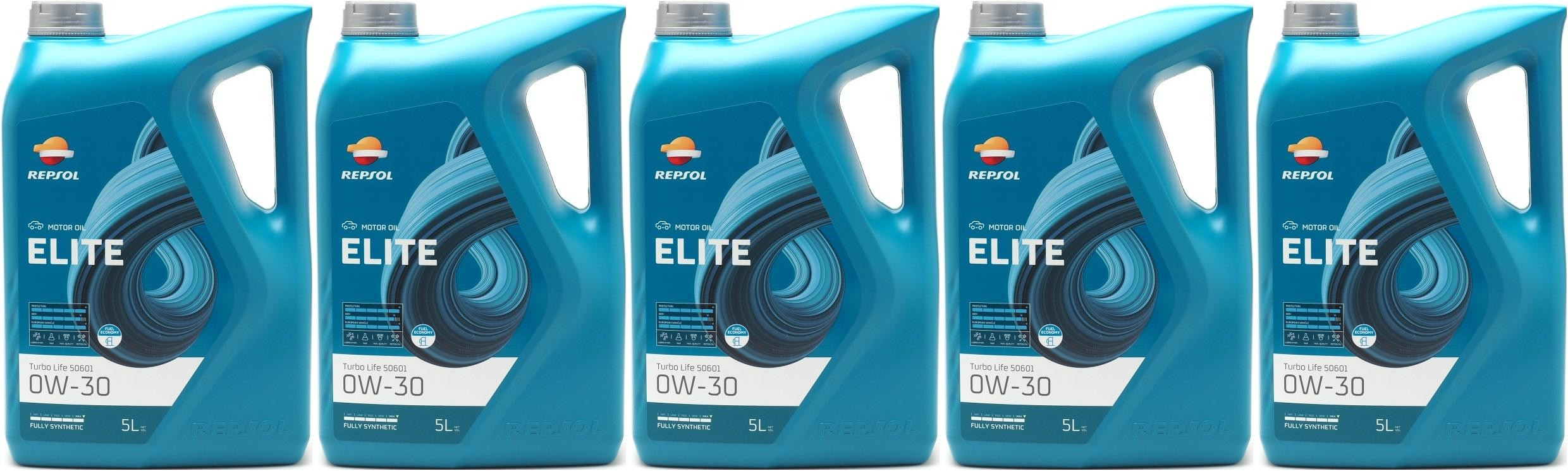 Repsol Motoröl ELITE TURBO LIFE 50601 0W-30 5x 5 = 25 Liter