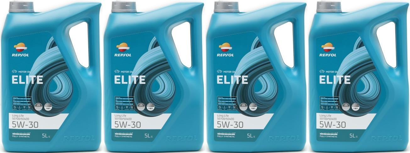 Repsol Motoröl ELITE LONG L.LIFE 50700/50400 5W30 4x 5 = 20 Liter