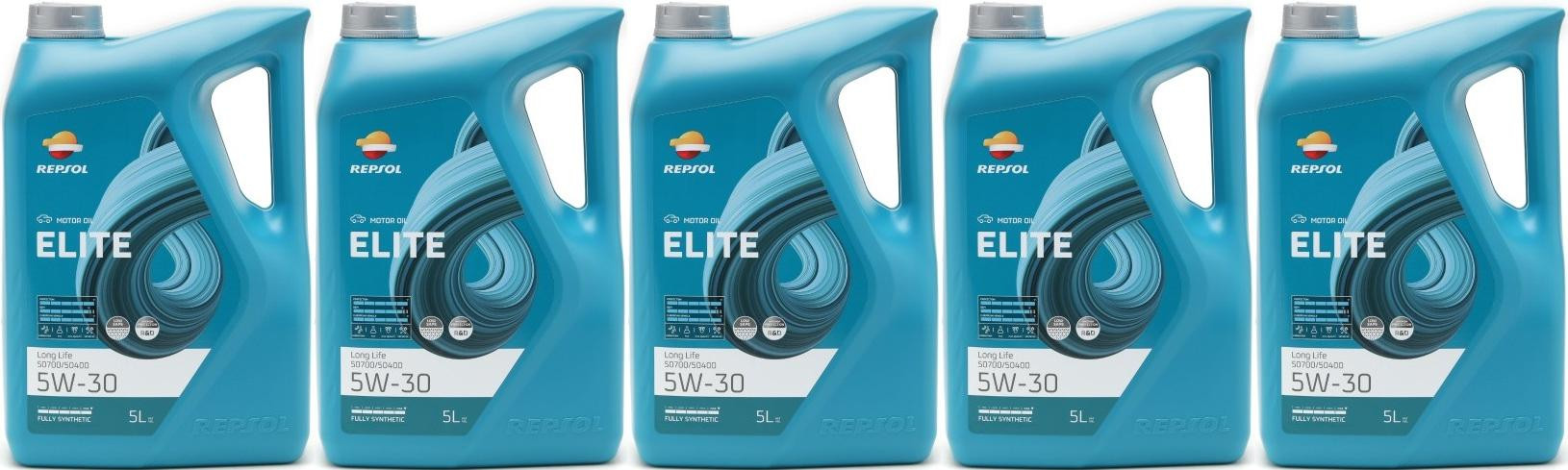 Repsol Motoröl ELITE LONG L.LIFE 50700/50400 5W30 5x 5 = 25 Liter