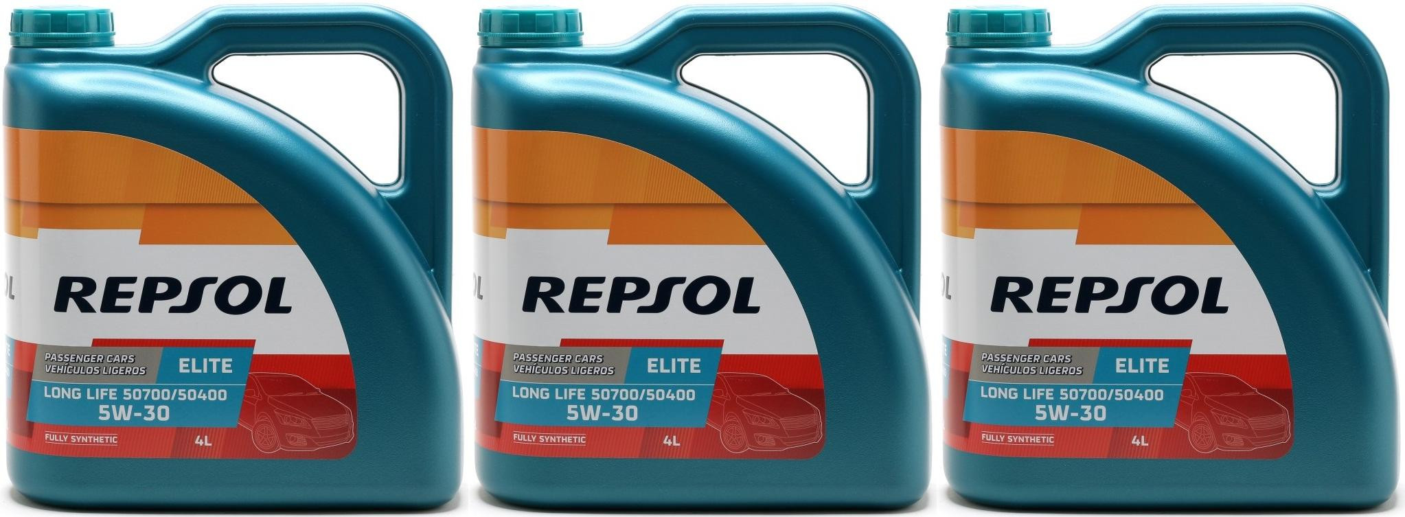 Repsol Motoröl ELITE LONG LIFE 50700/50400 5W30 3x 4l = 12 Liter