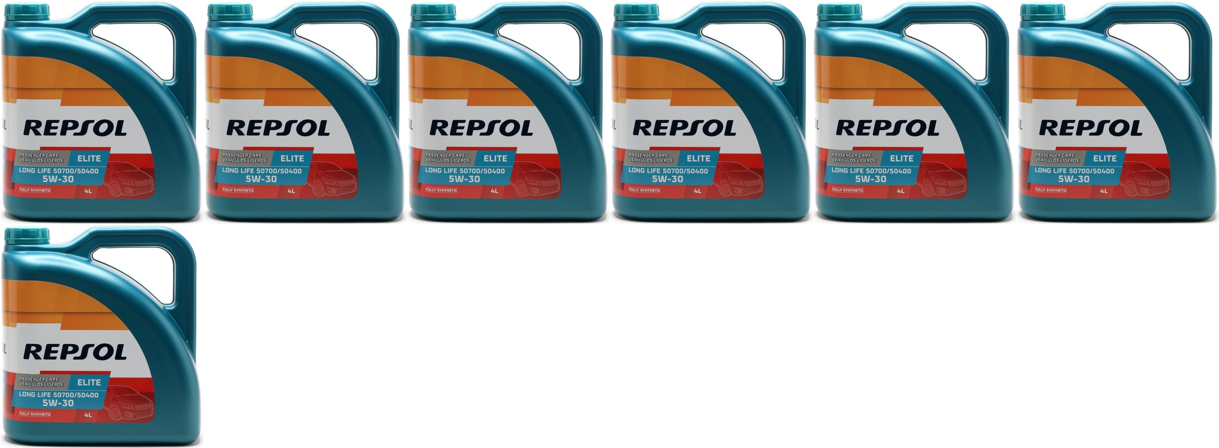 Repsol Motoröl ELITE LONG LIFE 50700/50400 5W30 7x 4l = 28 Liter