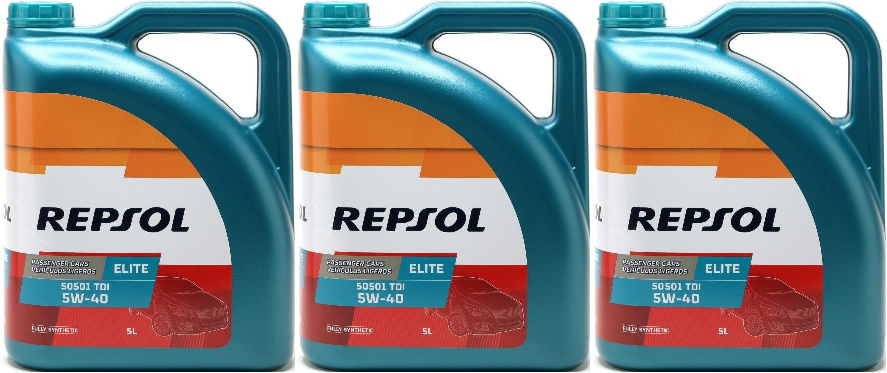 Repsol Motoröl ELITE 50501 TDI 5W40 3x 5 = 15 Liter