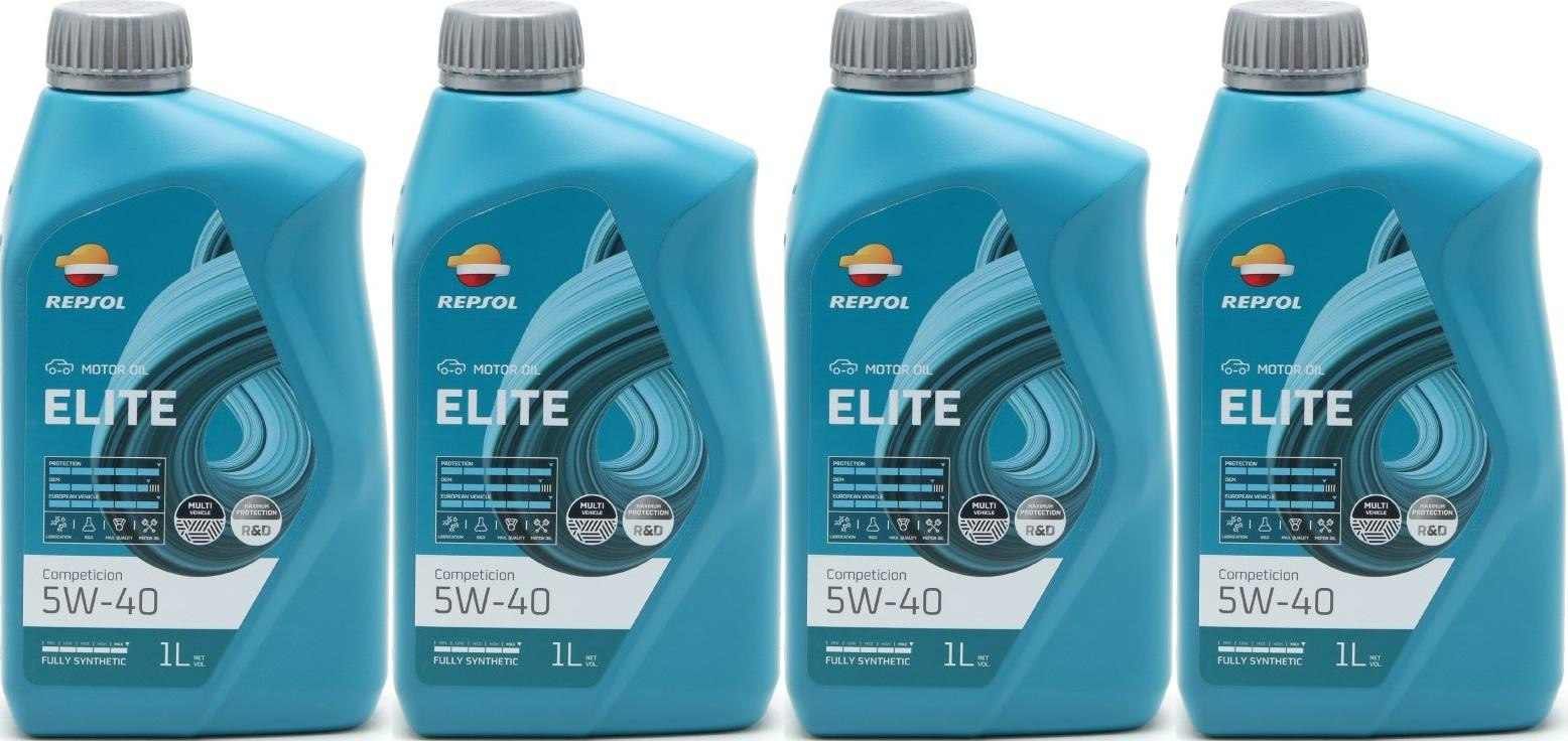 Repsol Motoröl ELITE COMPETICION 5W40 1 Liter 4x 1l = 4 Liter