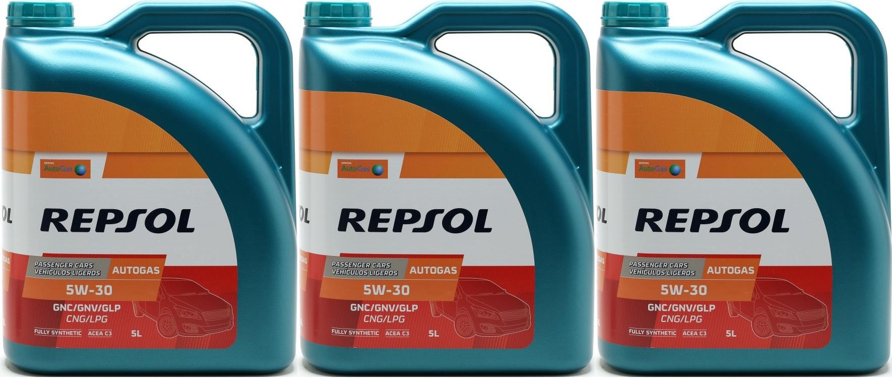 Repsol Gasmotorenöl AUTO GAS 5W30 3x 5 = 15 Liter