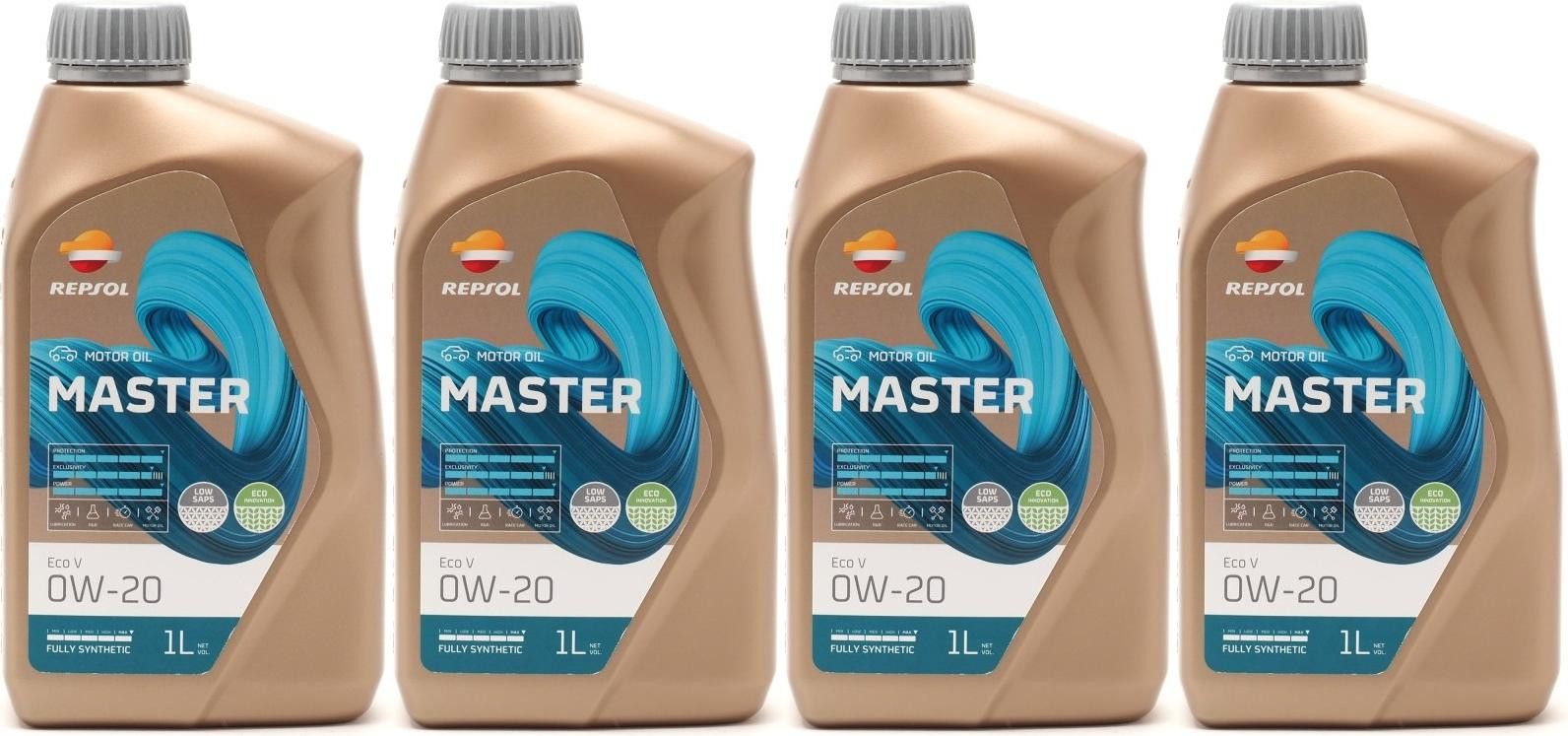Repsol Motoröl MASTER ECO V 0W-20 1 Liter 4x 1l = 4 Liter