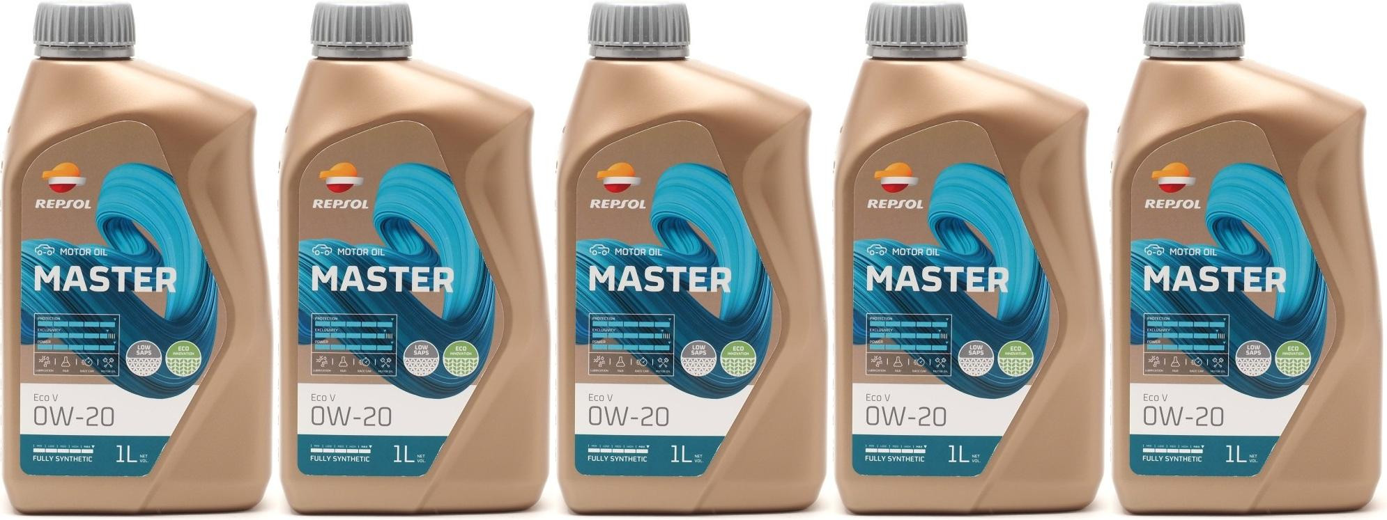 Repsol Motoröl MASTER ECO V 0W-20 1 Liter 5x 1l = 5 Liter
