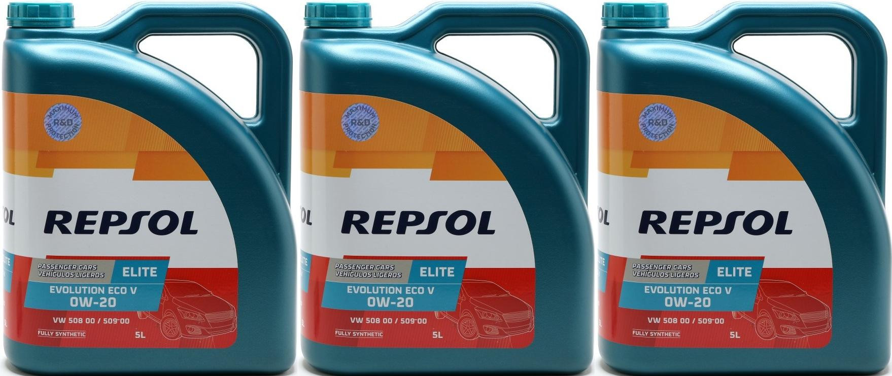 Repsol Motoröl ELITE EVOLUTION ECO V 0W-20 3x 5 = 15 Liter